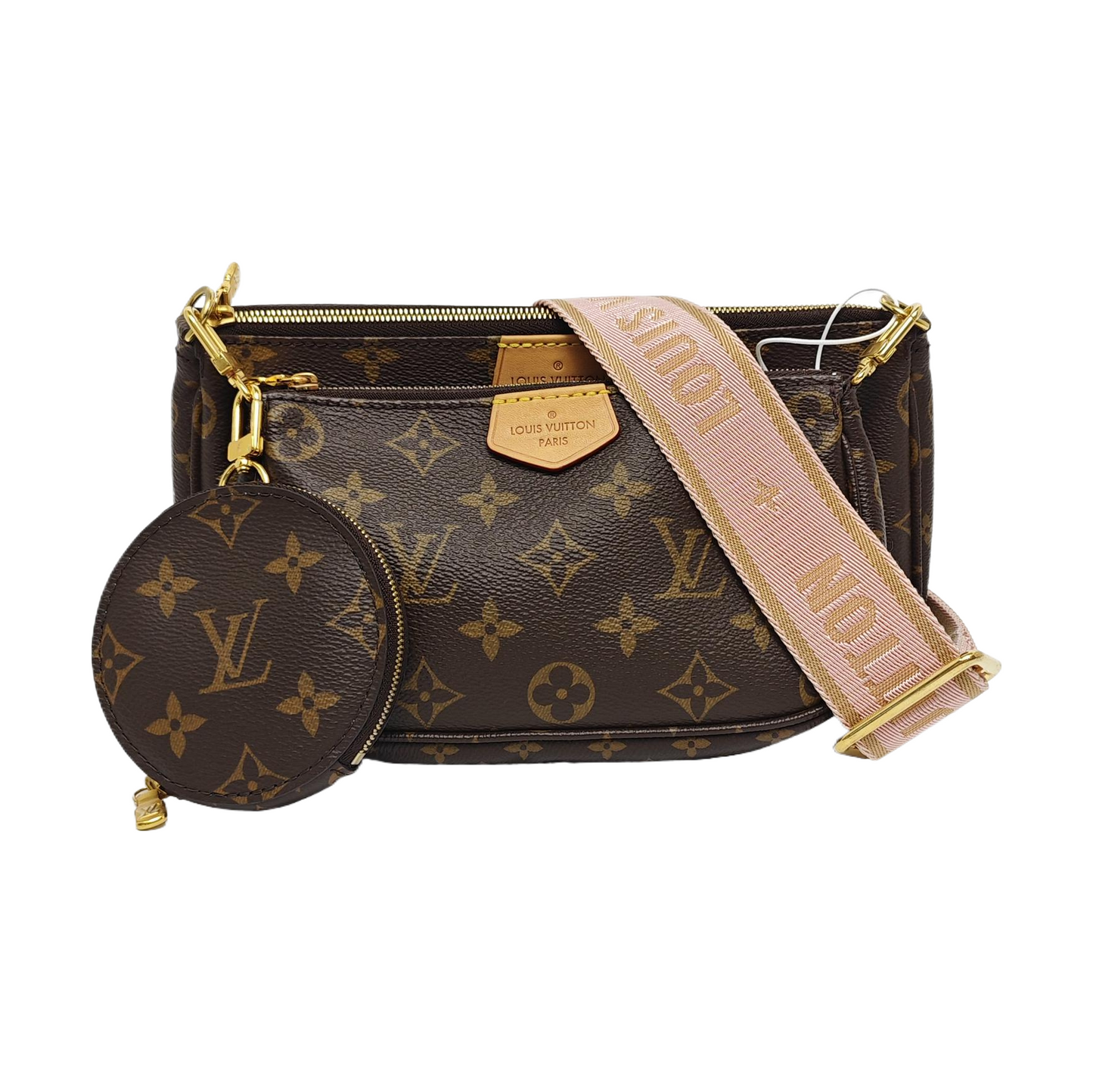 LOUIS VUITTON MULTI Medium Brown Coated Canvas Monogram Five-in-One Single Shoulder Bag Handbag Crossbody Bag with Detachable Strap and Pockets-(SKU)-967515730