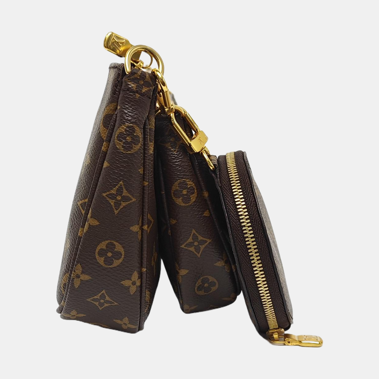 LOUIS VUITTON MULTI Medium Brown Coated Canvas Monogram Five-in-One Single Shoulder Bag Handbag Crossbody Bag with Detachable Strap and Pockets-(SKU)-967515730