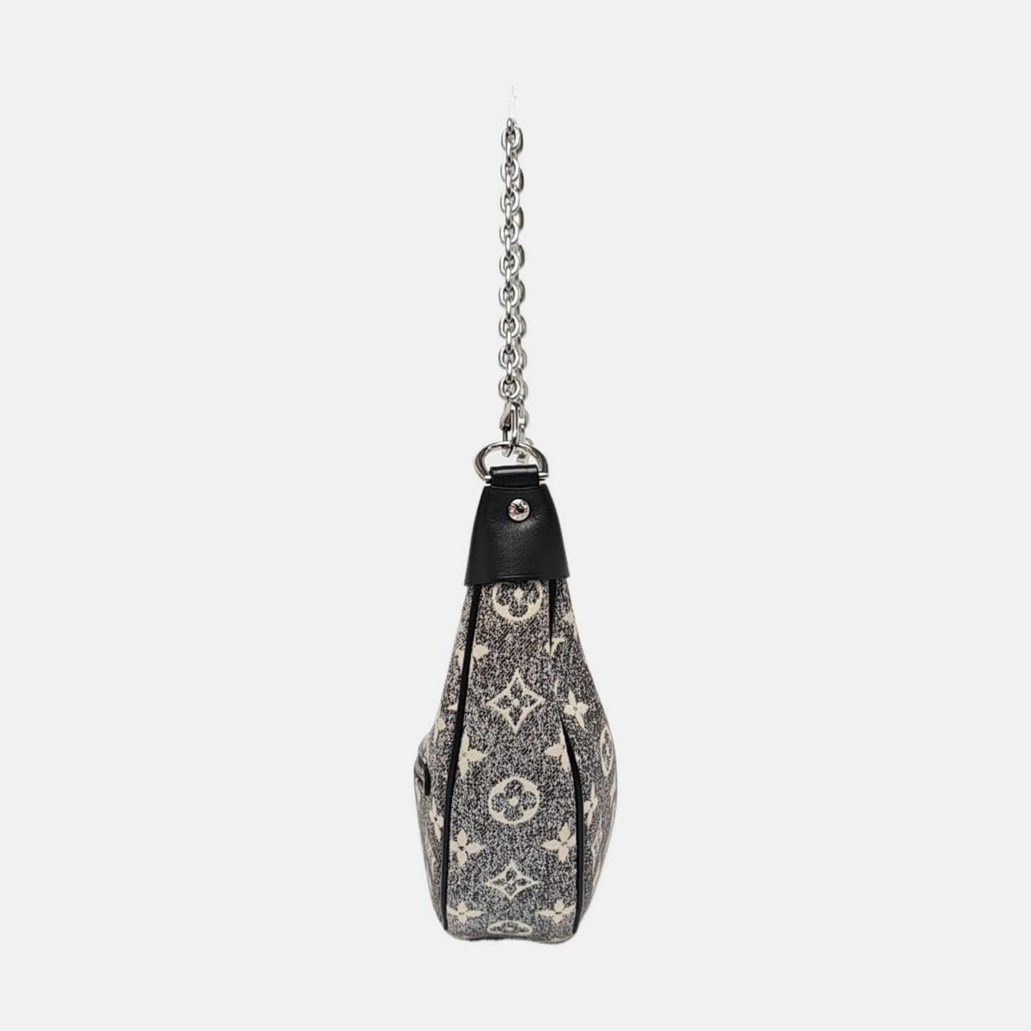 LOUIS VUITTON LOOP Dark Grey Canvas Monogram Jacquard Pea Bag Crossbody Bag Shoulder Bag Silver Hardware 2 Removable Straps-(SKU)-967284510