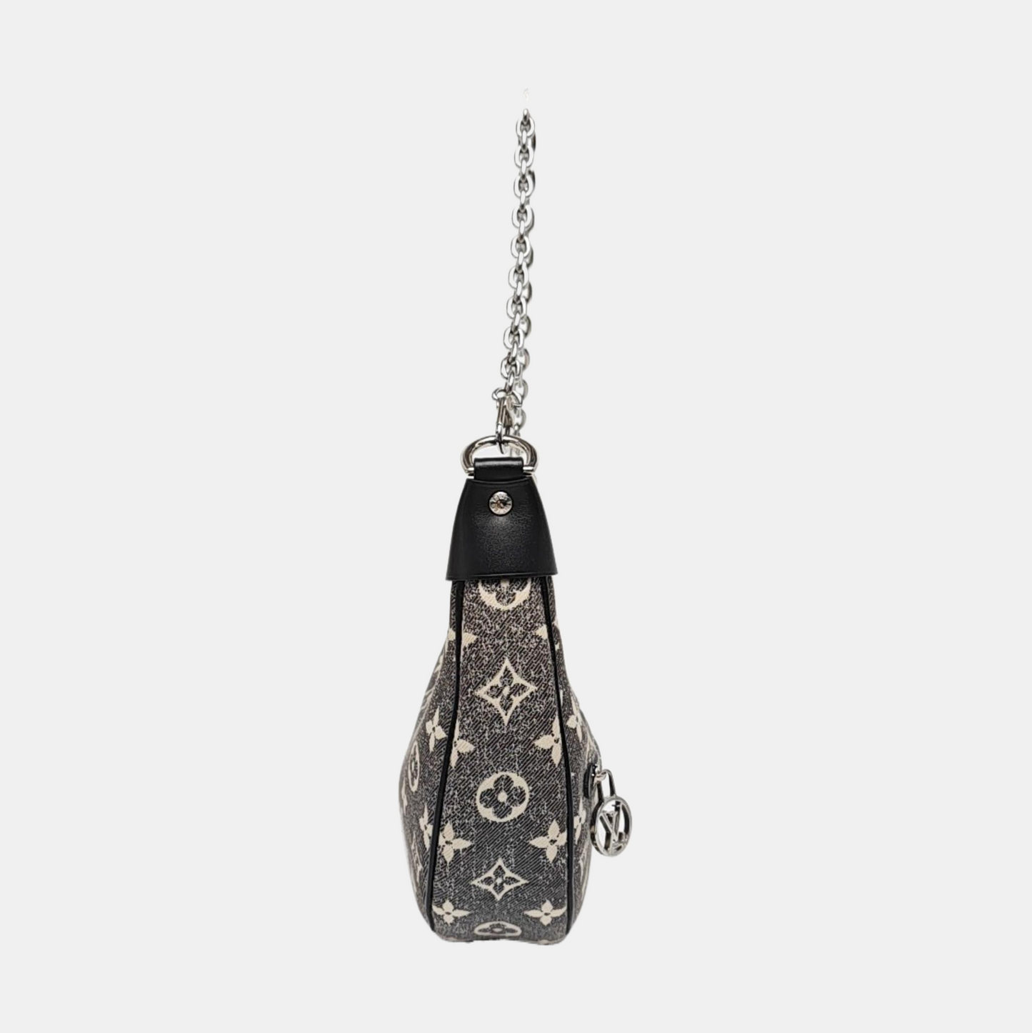LOUIS VUITTON LOOP Dark Grey Canvas Monogram Jacquard Pea Bag Crossbody Bag Shoulder Bag Silver Hardware 2 Removable Straps-(SKU)-967284510