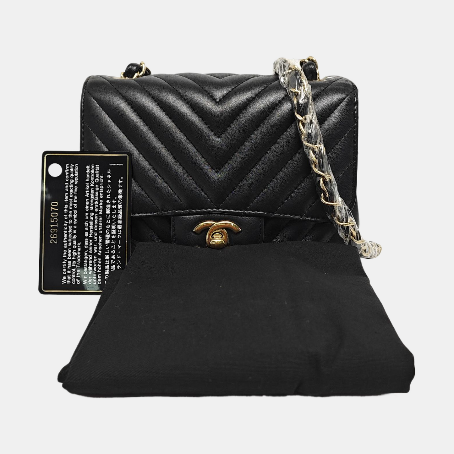 CHANEL CLASSIC FLAP Mini Black Lamb Skin Quilted V Quilted Shoulder Bag Crossbody Bag with Detachable Strap-(SKU)-967501749