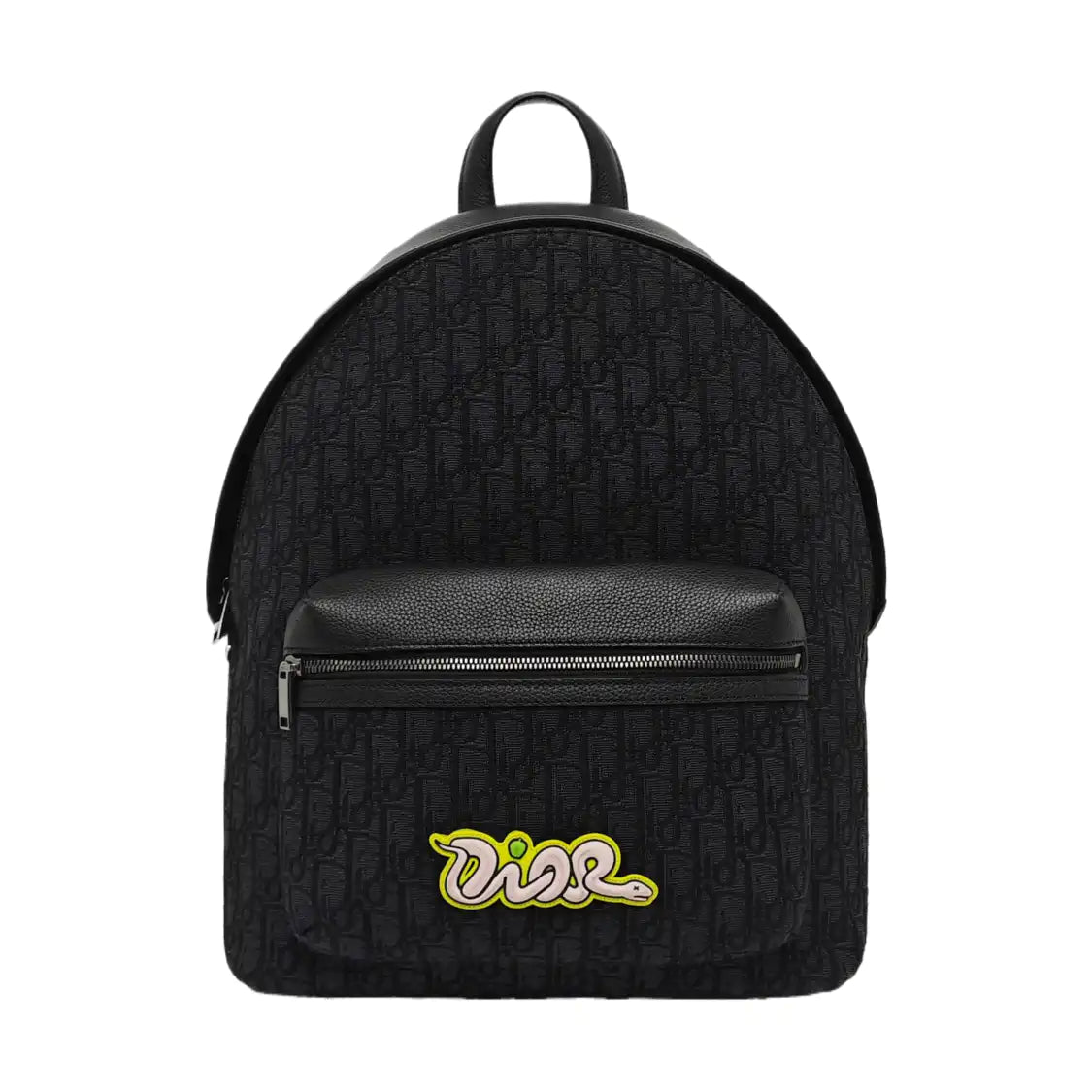 DIOR Rider Black Leather Monogram Embossed Backpack Handbag Palladium Hardware-(SKU)-967361295