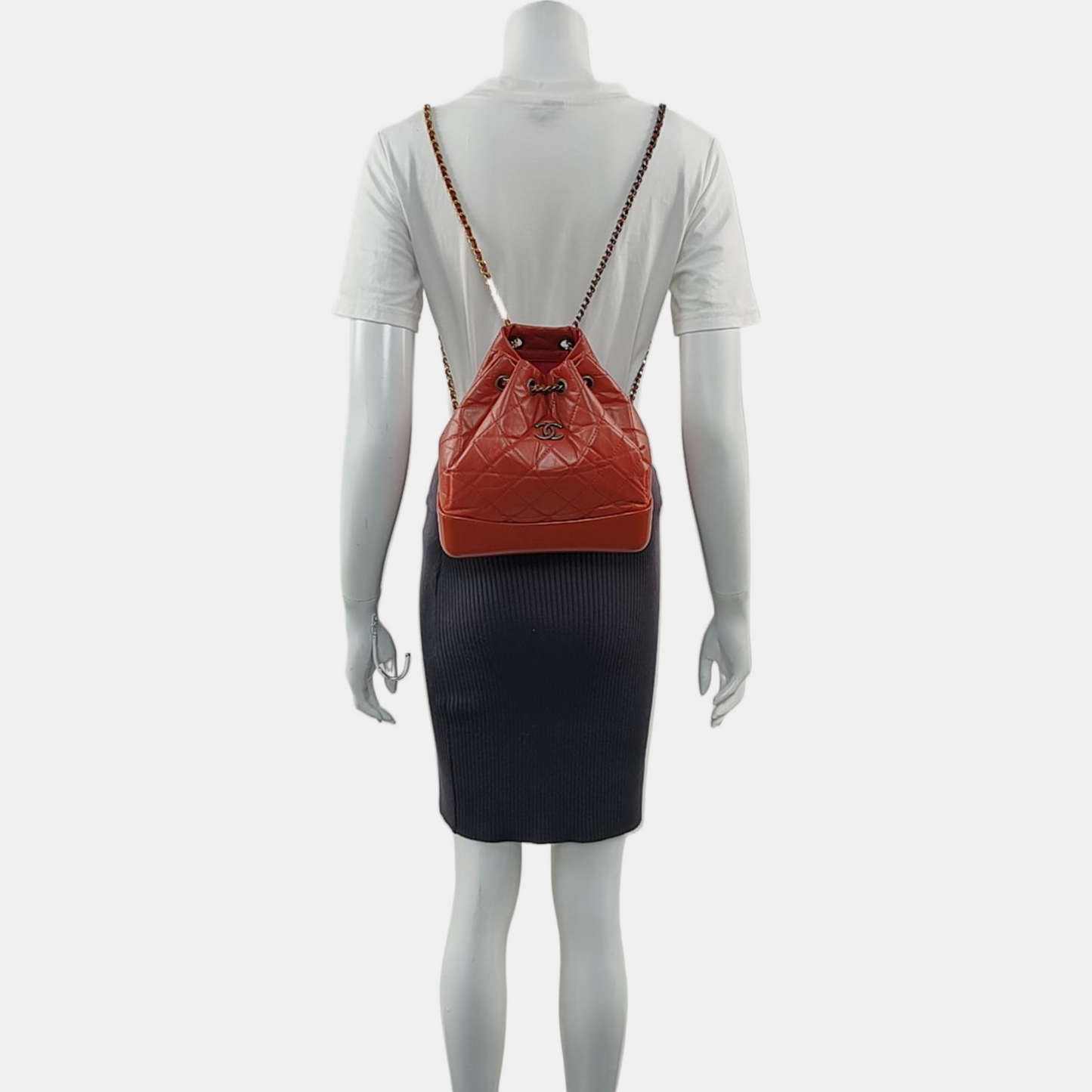 CHANEL GABRIELLE Small Brick Red Leather Quilted Chain Backpack with Detachable Strap, Gold Silver Rhodium Hardware, 26 Flaps-(SKU)-967622926