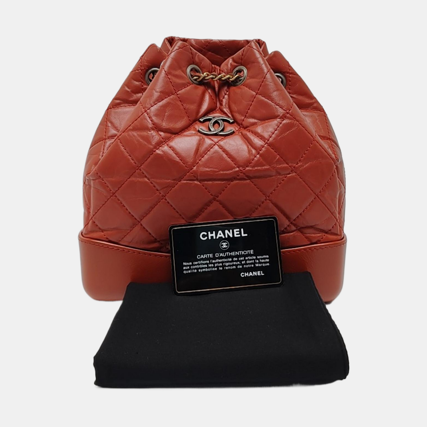 CHANEL GABRIELLE Small Brick Red Leather Quilted Chain Backpack with Detachable Strap, Gold Silver Rhodium Hardware, 26 Flaps-(SKU)-967622926