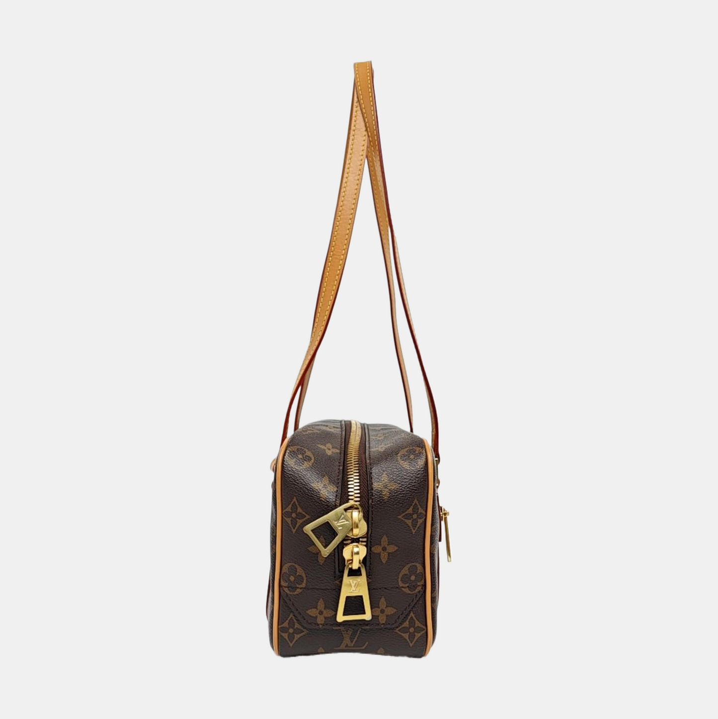 LOUIS VUITTON CITE Brown Coated Canvas Monogram Shoulder Bag Tote Bag Gold Hardware-(SKU)-967651904