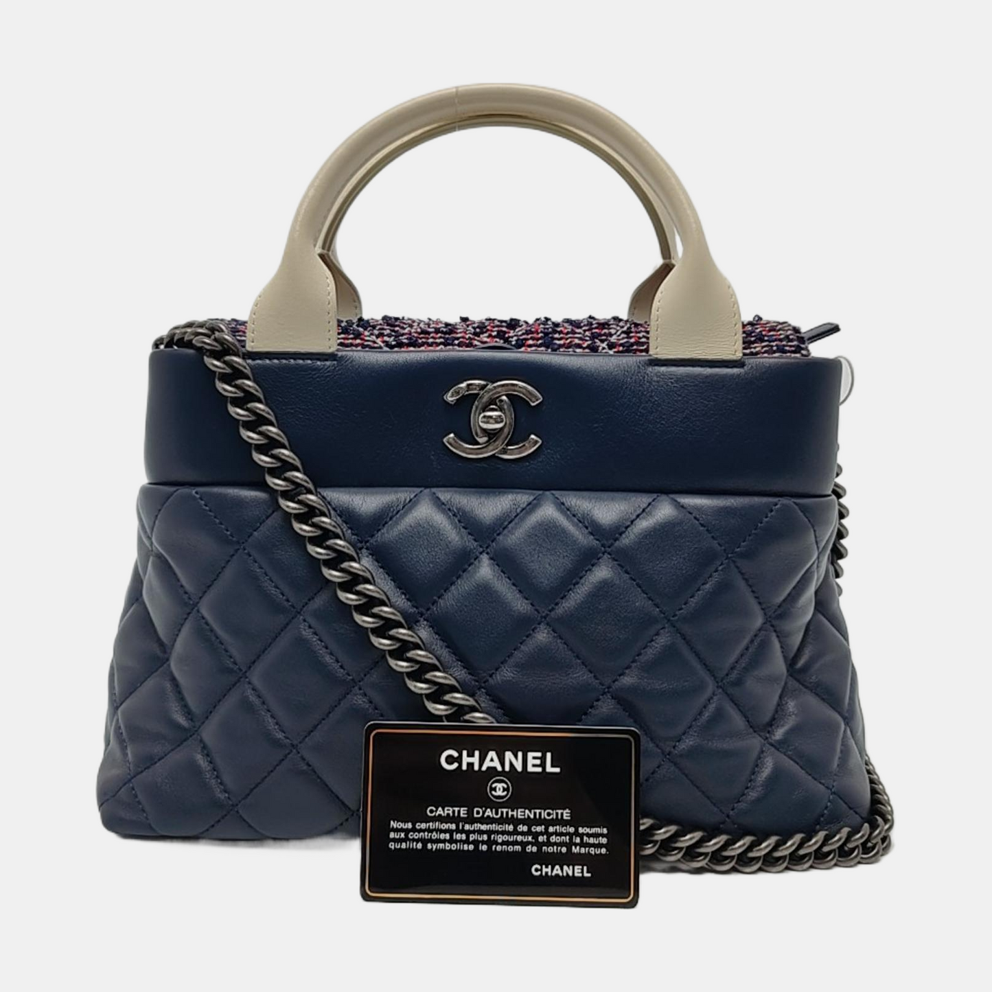 CHANEL PORTOBELLO Blue Calfskin Quilted Crossbody Shoulder Bag with Palladium Hardware, 22K-(SKU)-967668777