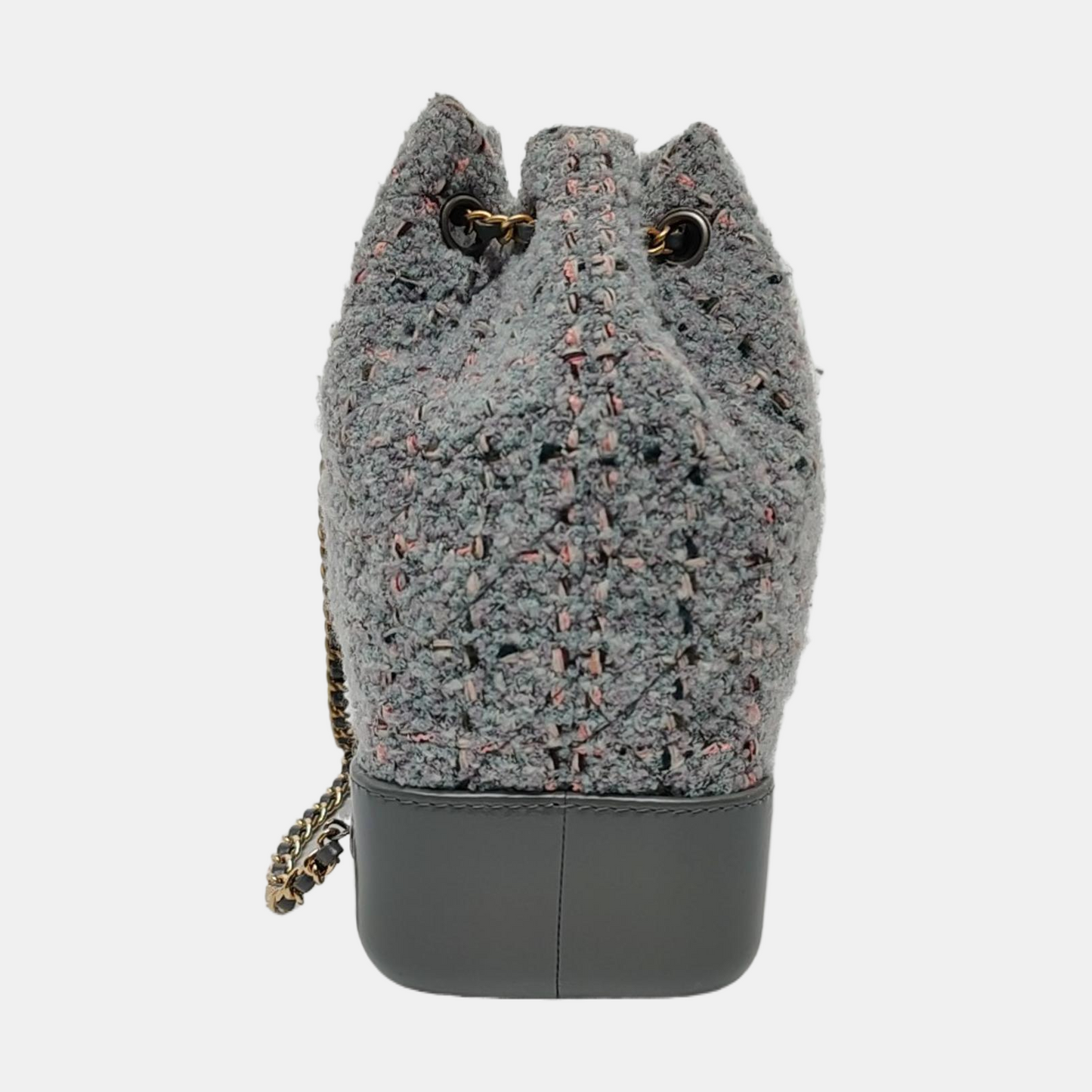 CHANEL GABRIELLE Small Light Grey Tweed Grained Quilted Bag Tote Bag Crossbody Shoulder Bag with Gold Silver Ruthenium Hardware and 23 Opening-(SKU)-967375021