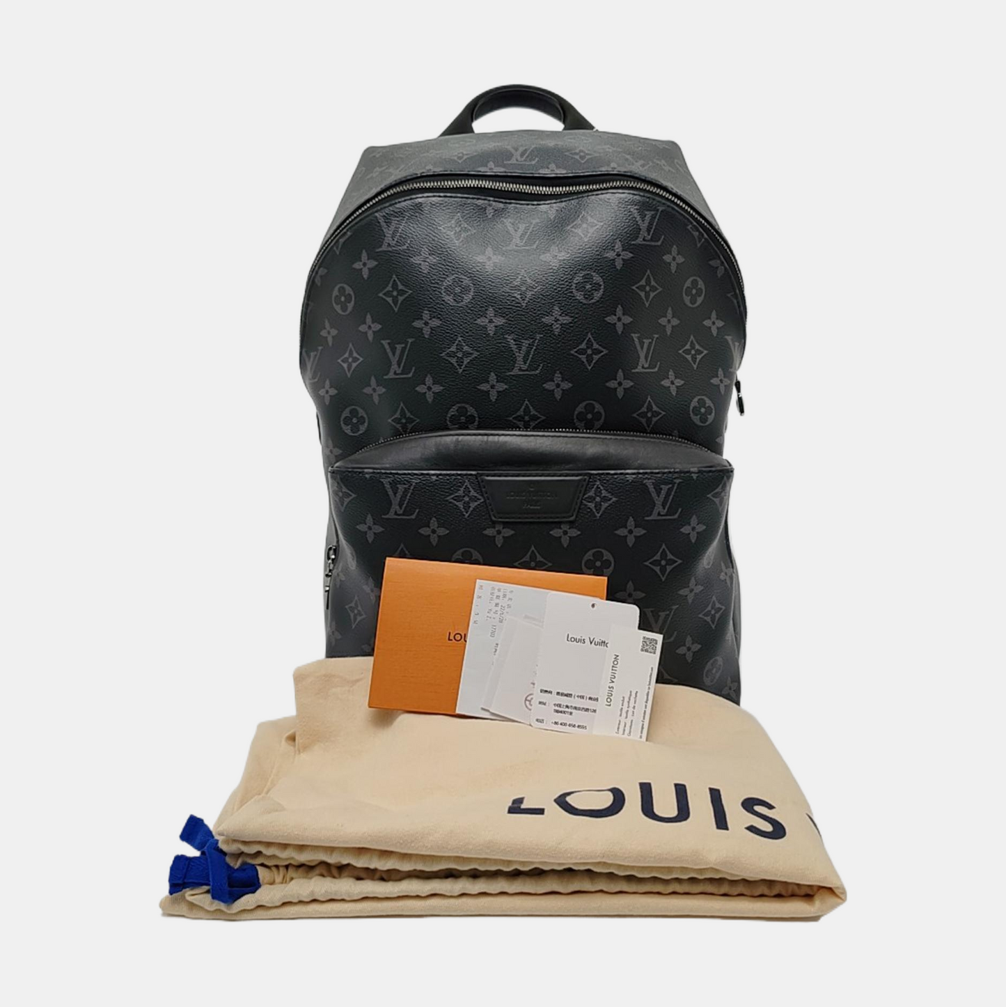 LOUIS VUITTON DISCOVERY Small Black Coated Canvas Monogram Black Samurai Backpack Tote Bag with Silver Hardware-(SKU)-967721864