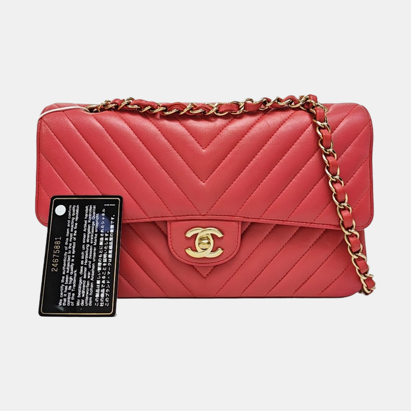 CHANEL CLASSIC FLAP Medium-sized Pink Lamb Skin Quilted V Pattern Crossbody Bag Shoulder Bag 24 Clasp Golden Hardware-(SKU)-967790368
