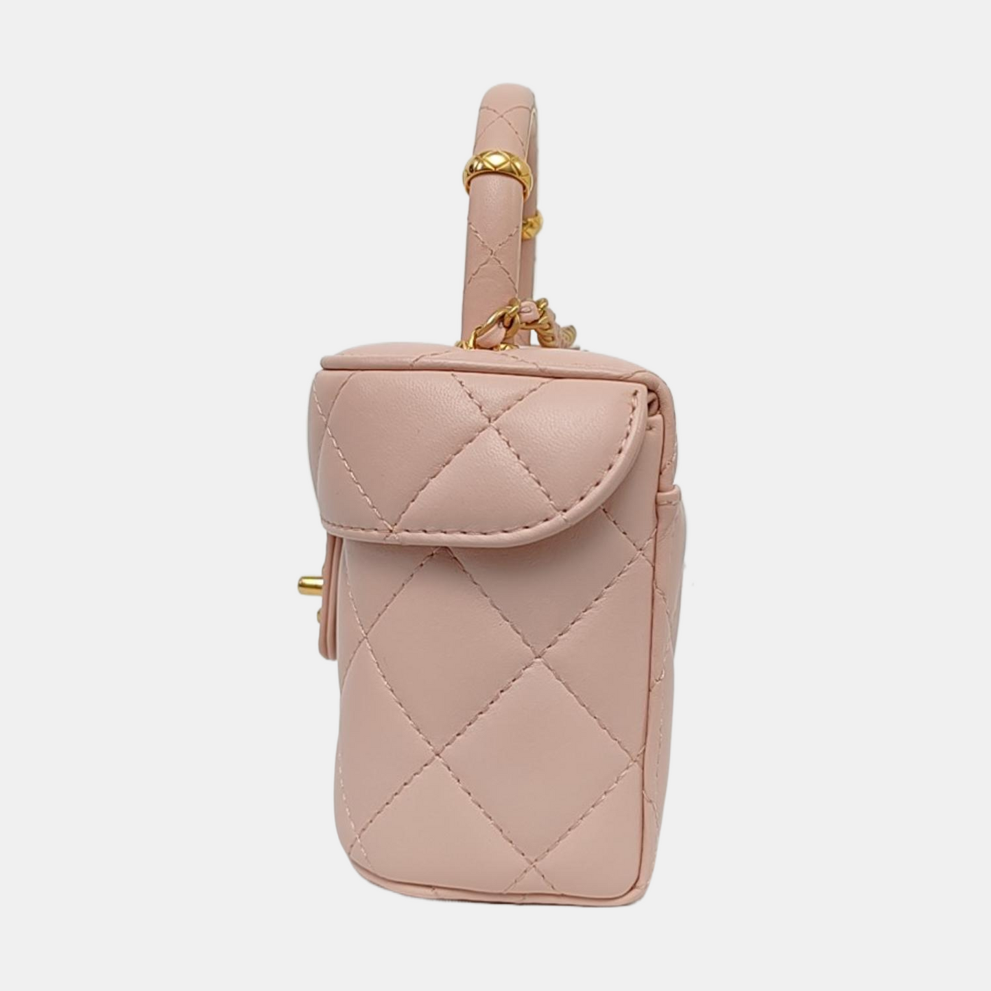 CHANEL 23S Small Size Light Pink Lamb Leather Quilted Shoulder Bag Crossbody Bag Handbag Gold Hardware-(SKU)-967618113