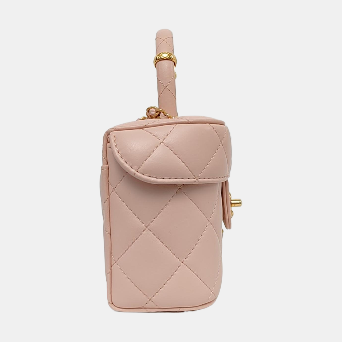 CHANEL 23S Small Size Light Pink Lamb Leather Quilted Shoulder Bag Crossbody Bag Handbag Gold Hardware-(SKU)-967618113