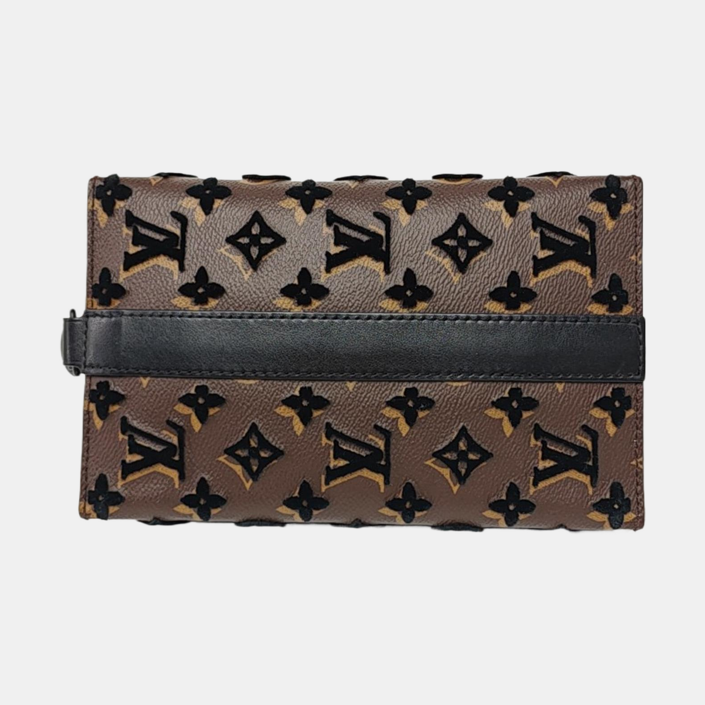 LOUIS VUITTON TRIANGLE Brown Coated Canvas Monogram Embroidered Messenger Bag Crossbody Handbag Shoulder Bag Black Hardware Detachable Strap-(SKU)-965410555