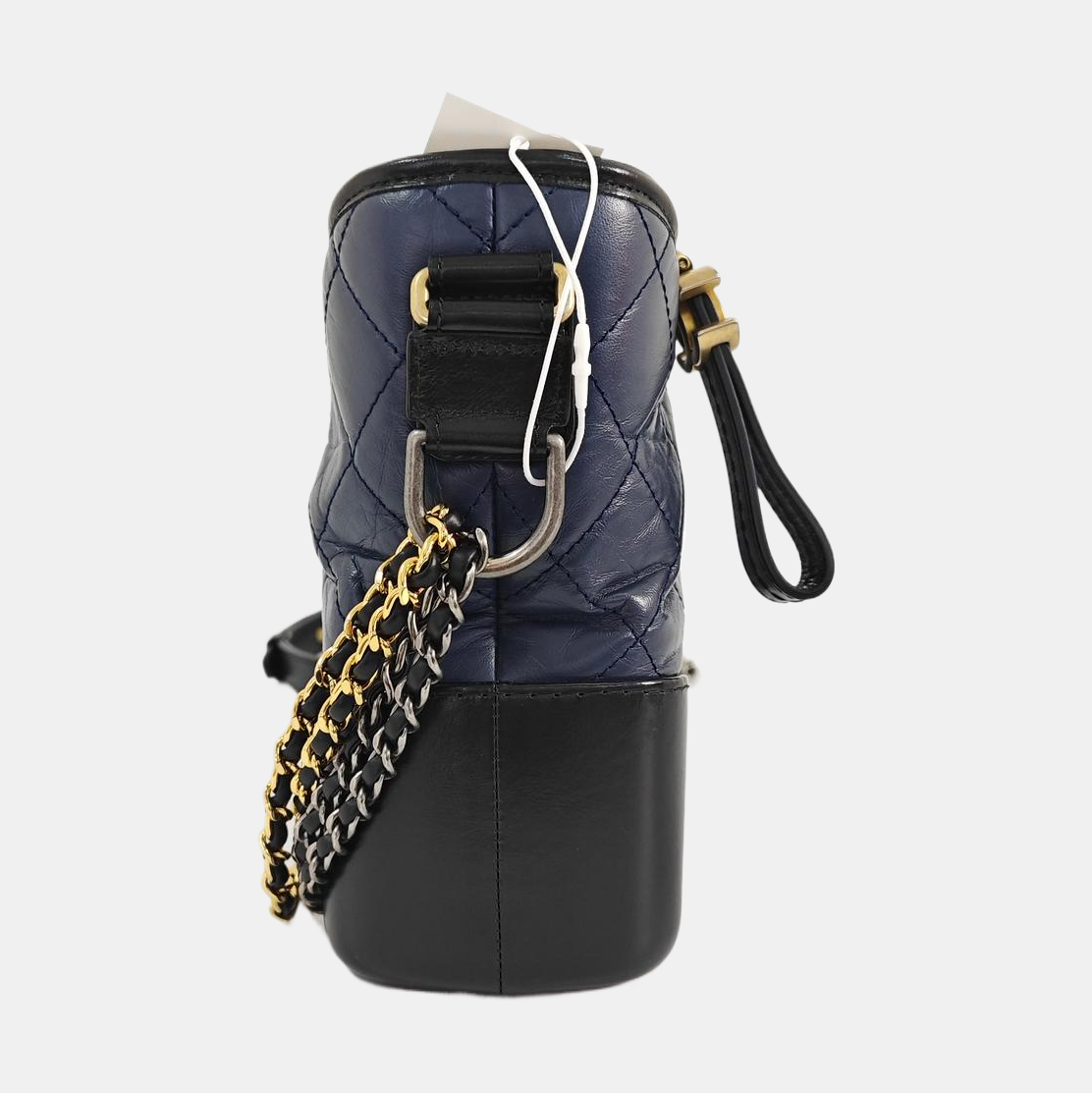 CHANEL GABRIELLE New Medium Blue Leather Quilted Woven Crossbody Shoulder Bag Handbag Clutch 29 Opening Golden Silver Ruthenium Hardware Removable Shoulder Strap-(SKU)-967744848