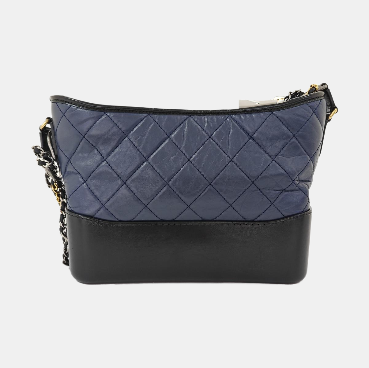 CHANEL GABRIELLE New Medium Blue Leather Quilted Woven Crossbody Shoulder Bag Handbag Clutch 29 Opening Golden Silver Ruthenium Hardware Removable Shoulder Strap-(SKU)-967744848