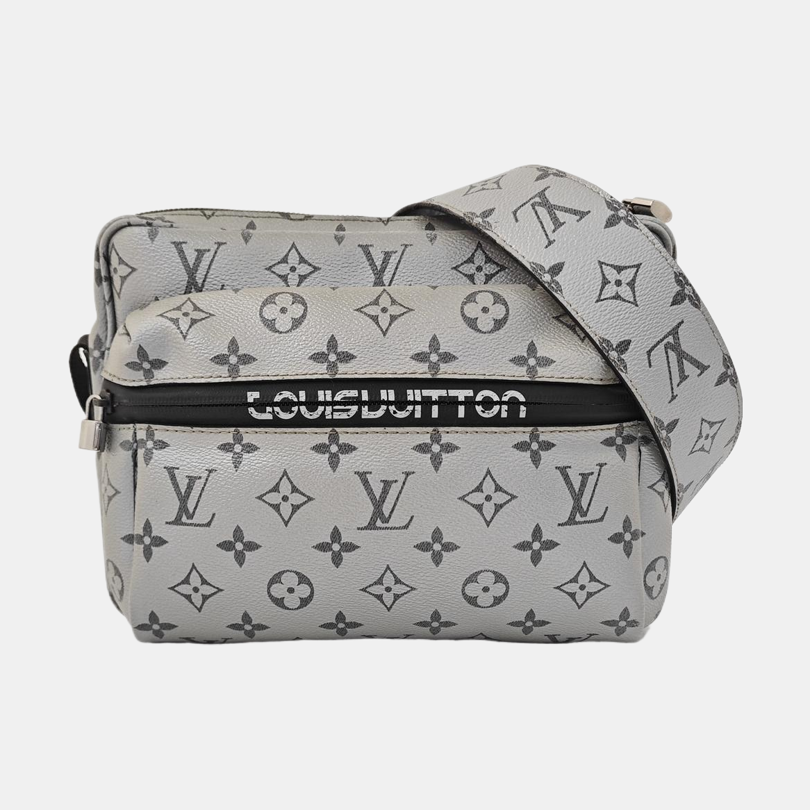 LOUIS VUITTON TRIO Grey Calfskin Monogram Crossbody Shoulder Bag Silver Hardware-(SKU)-967525800