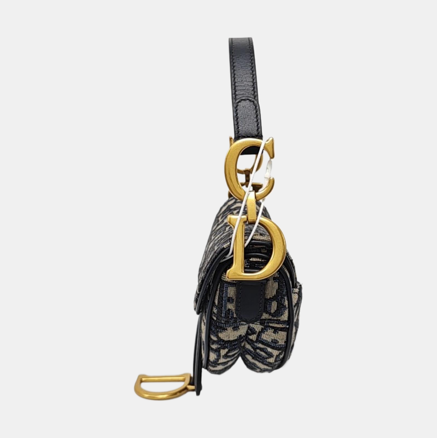 DIOR Saddle Mini Blue Canvas Monogram Saddle Bag Crossbody Shoulder Bag with Gold Hardware, Detachable Strap, Complete Accessories-(SKU)-967687563