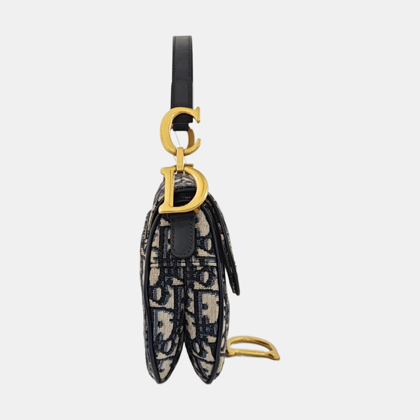 DIOR Saddle Mini Blue Canvas Monogram Saddle Bag Crossbody Shoulder Bag with Gold Hardware, Detachable Strap, Complete Accessories-(SKU)-967687563