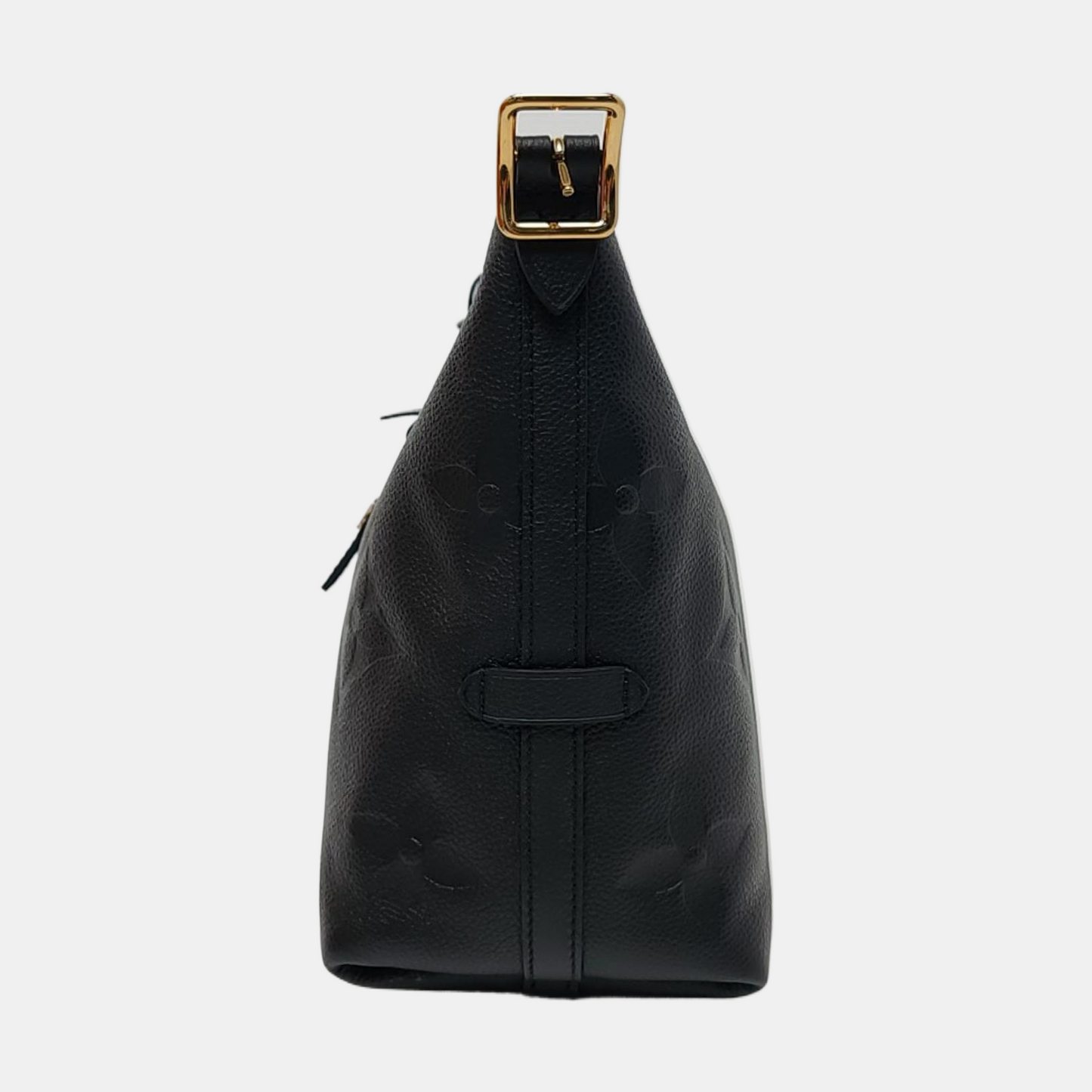 LOUIS VUITTON CARRYALL Small size black leather Monogram embossed black samurai crossbody bag, gold hardware, interior pocket, removable shoulder strap, complete accessories-(SKU)-967863888