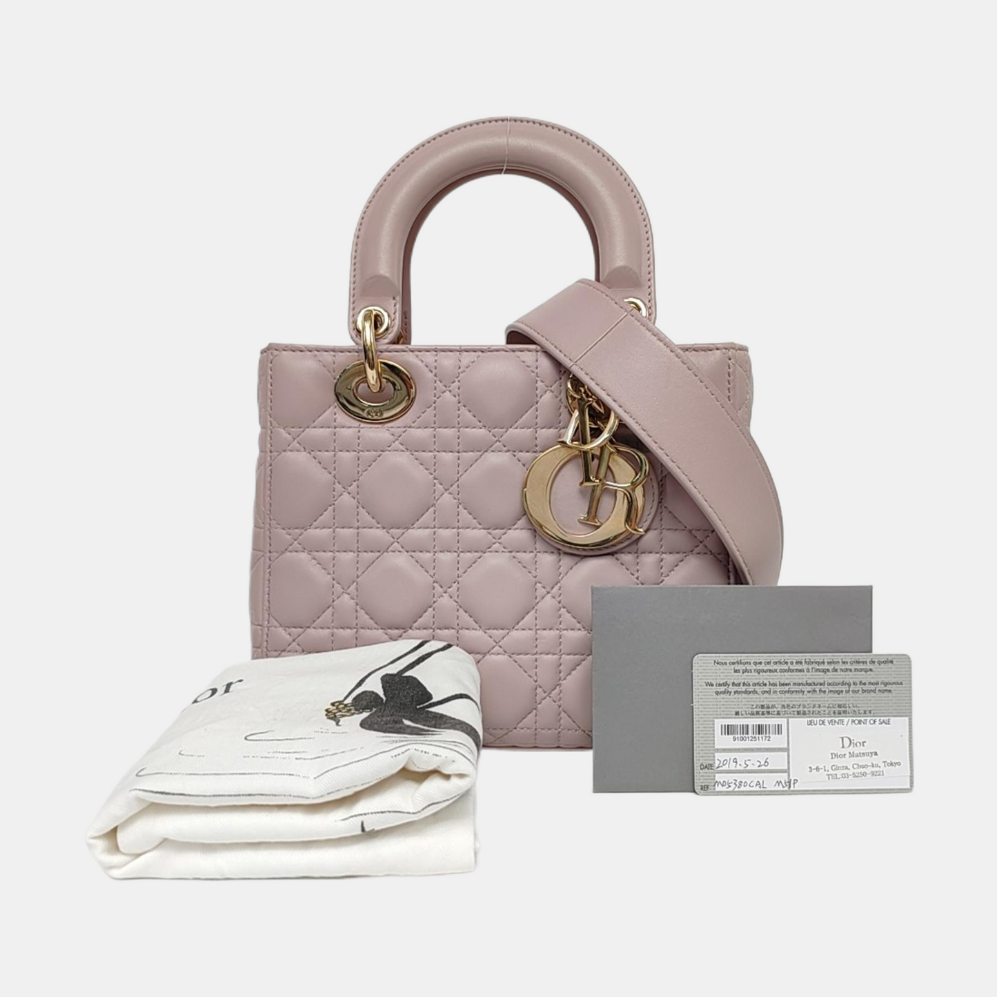 DIOR Lady Dior Small Pink Purple Lamb Skin Cannage 4-Compartment Shoulder Bag Crossbody Bag Gold Hardware Removable Strap-(SKU)-967754784