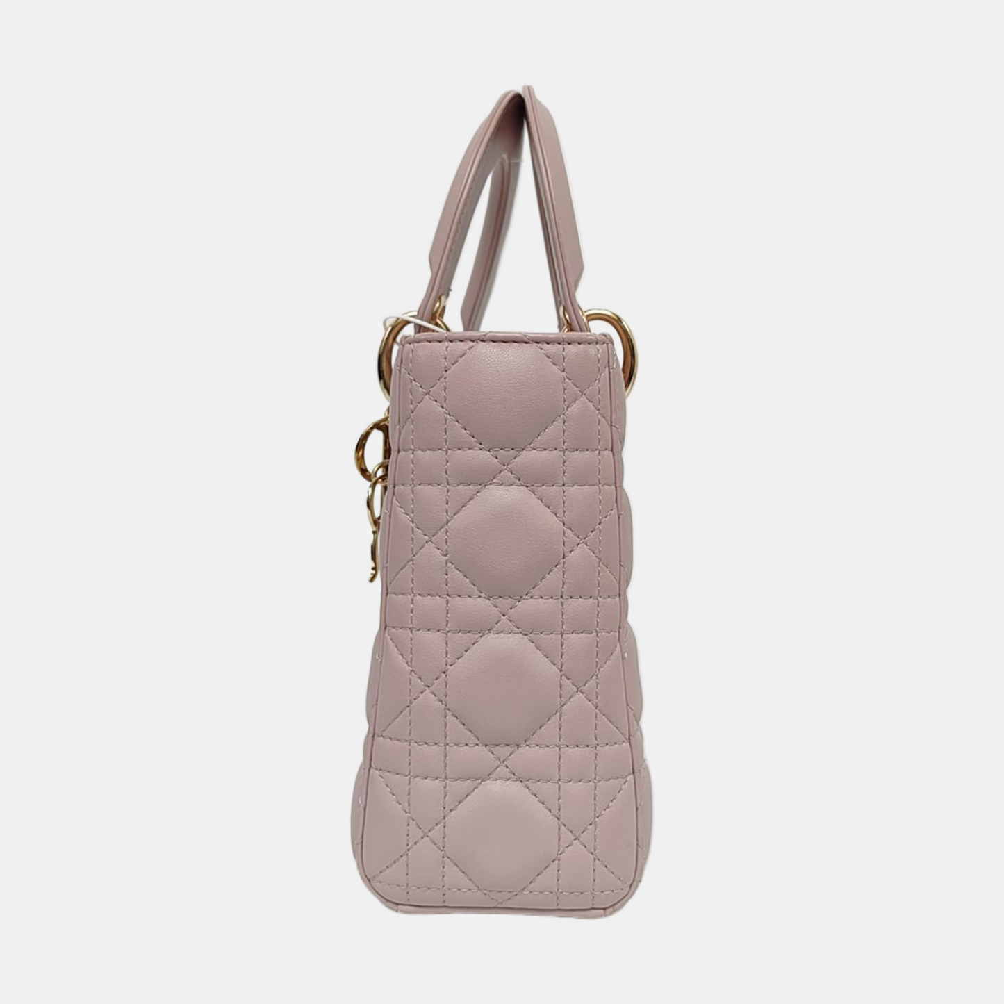 DIOR Lady Dior Small Pink Purple Lamb Skin Cannage 4-Compartment Shoulder Bag Crossbody Bag Gold Hardware Removable Strap-(SKU)-967754784