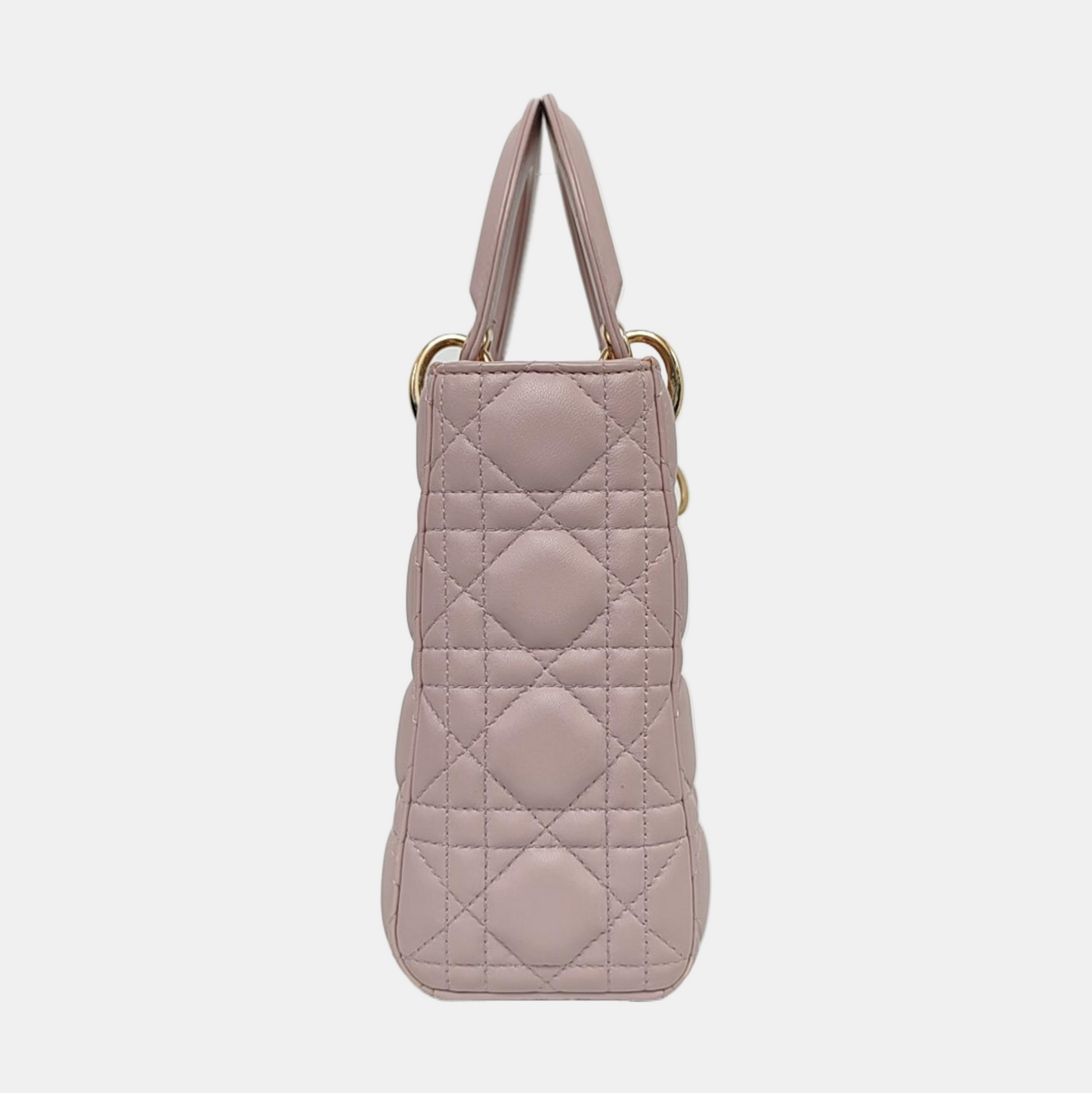 DIOR Lady Dior Small Pink Purple Lamb Skin Cannage 4-Compartment Shoulder Bag Crossbody Bag Gold Hardware Removable Strap-(SKU)-967754784