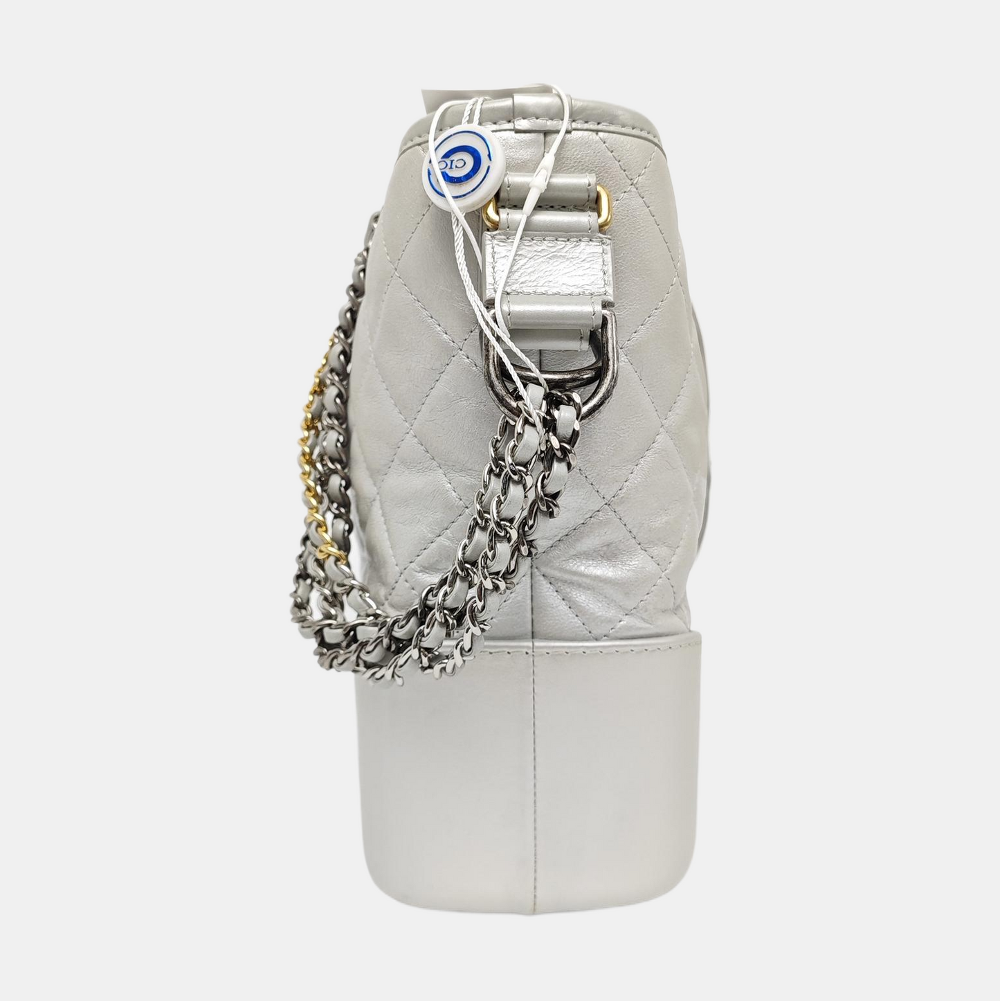 CHANEL GABRIELLE Medium Silver Calfskin Quilted Crossbody Shoulder Bag Detachable Strap-(SKU)-968143372