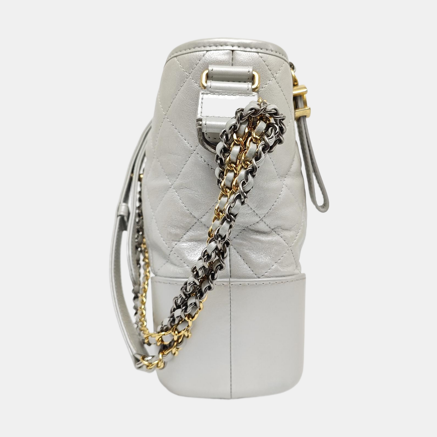 CHANEL GABRIELLE Medium Silver Calfskin Quilted Crossbody Shoulder Bag Detachable Strap-(SKU)-968143372