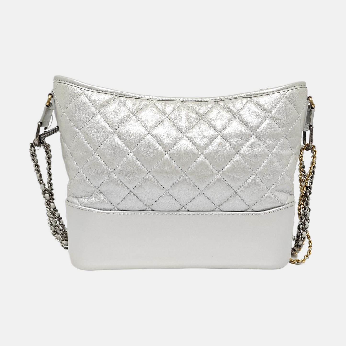 CHANEL GABRIELLE Medium Silver Calfskin Quilted Crossbody Shoulder Bag Detachable Strap-(SKU)-968143372