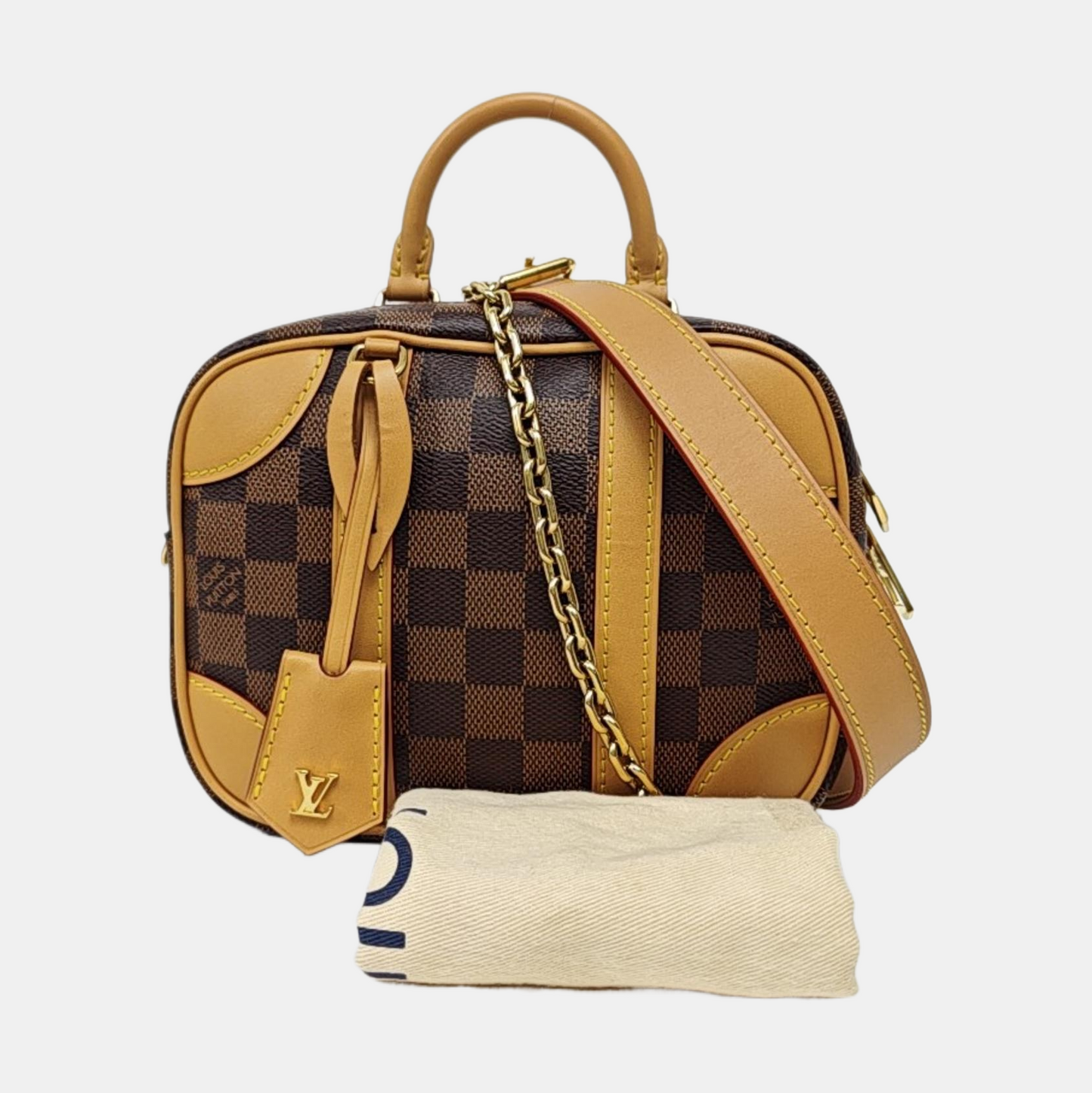 LOUIS VUITTON VALISETTE BB Brown Coated Canvas Chessboard Pattern Camera Bag Crossbody Bag Tote Bag Shoulder Bag Gold Hardware Two Removable Straps Included-(SKU)-967790916