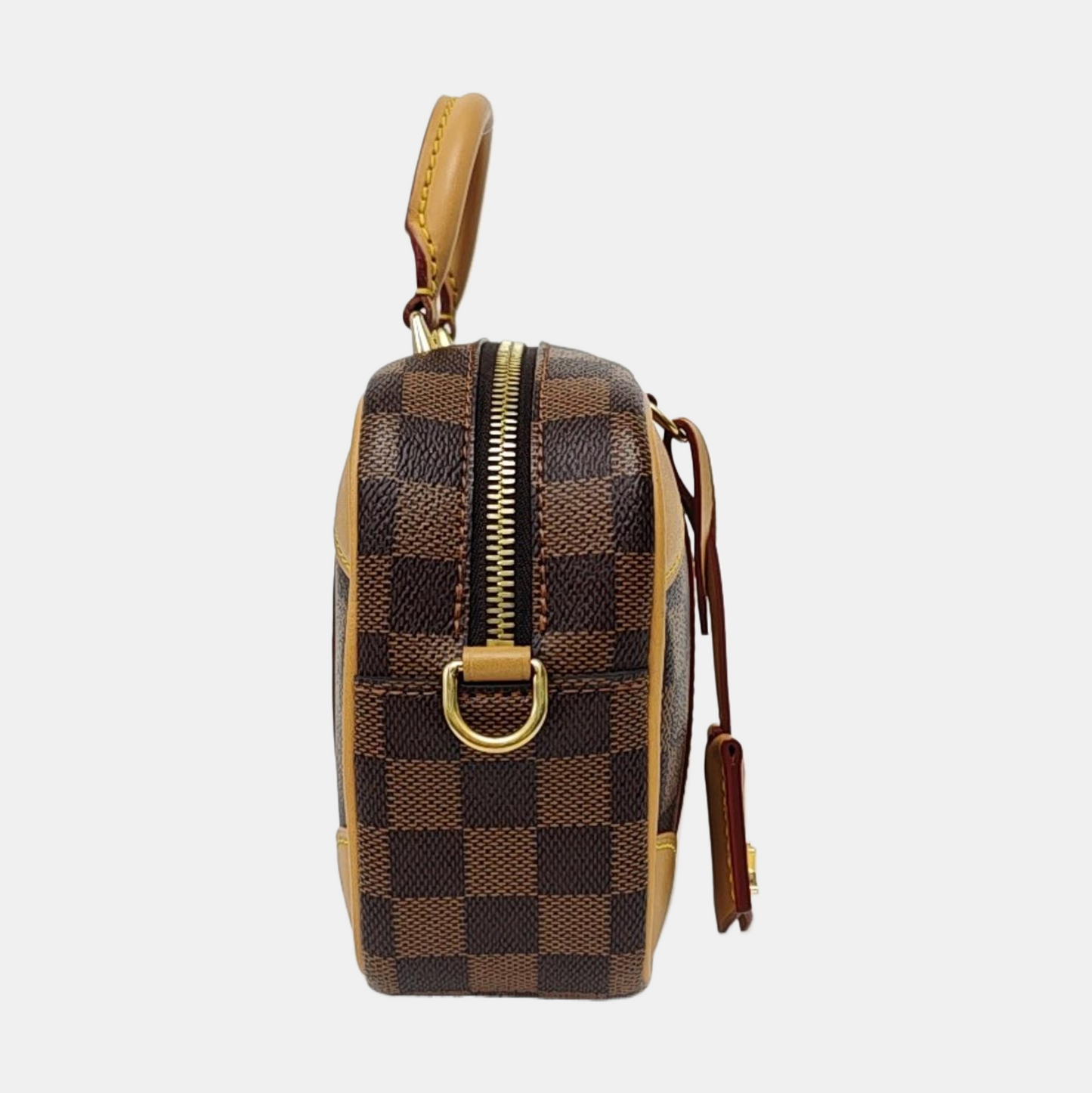 LOUIS VUITTON VALISETTE BB Brown Coated Canvas Chessboard Pattern Camera Bag Crossbody Bag Tote Bag Shoulder Bag Gold Hardware Two Removable Straps Included-(SKU)-967790916