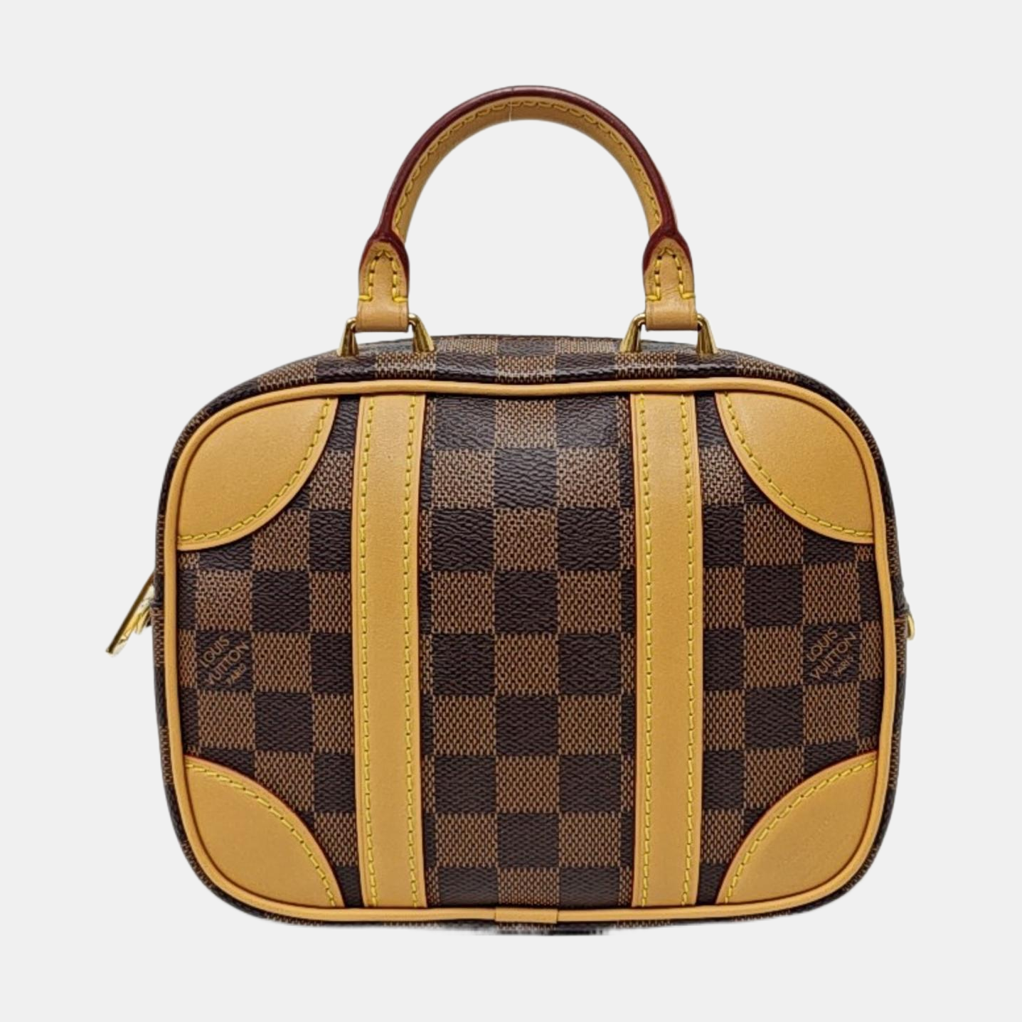 LOUIS VUITTON VALISETTE BB Brown Coated Canvas Chessboard Pattern Camera Bag Crossbody Bag Tote Bag Shoulder Bag Gold Hardware Two Removable Straps Included-(SKU)-967790916