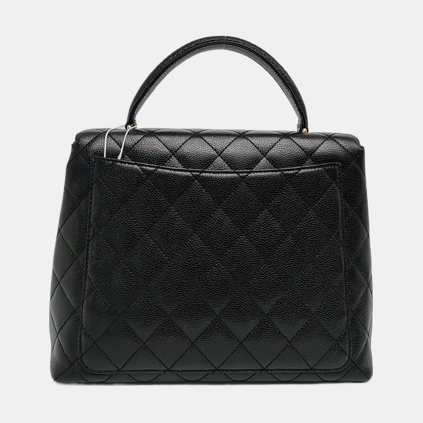CHANEL VINTAGE KELLY Black Calfskin Quilted Leather Tote Bag Golden Hardware 7 Clasp-(SKU)-966795057