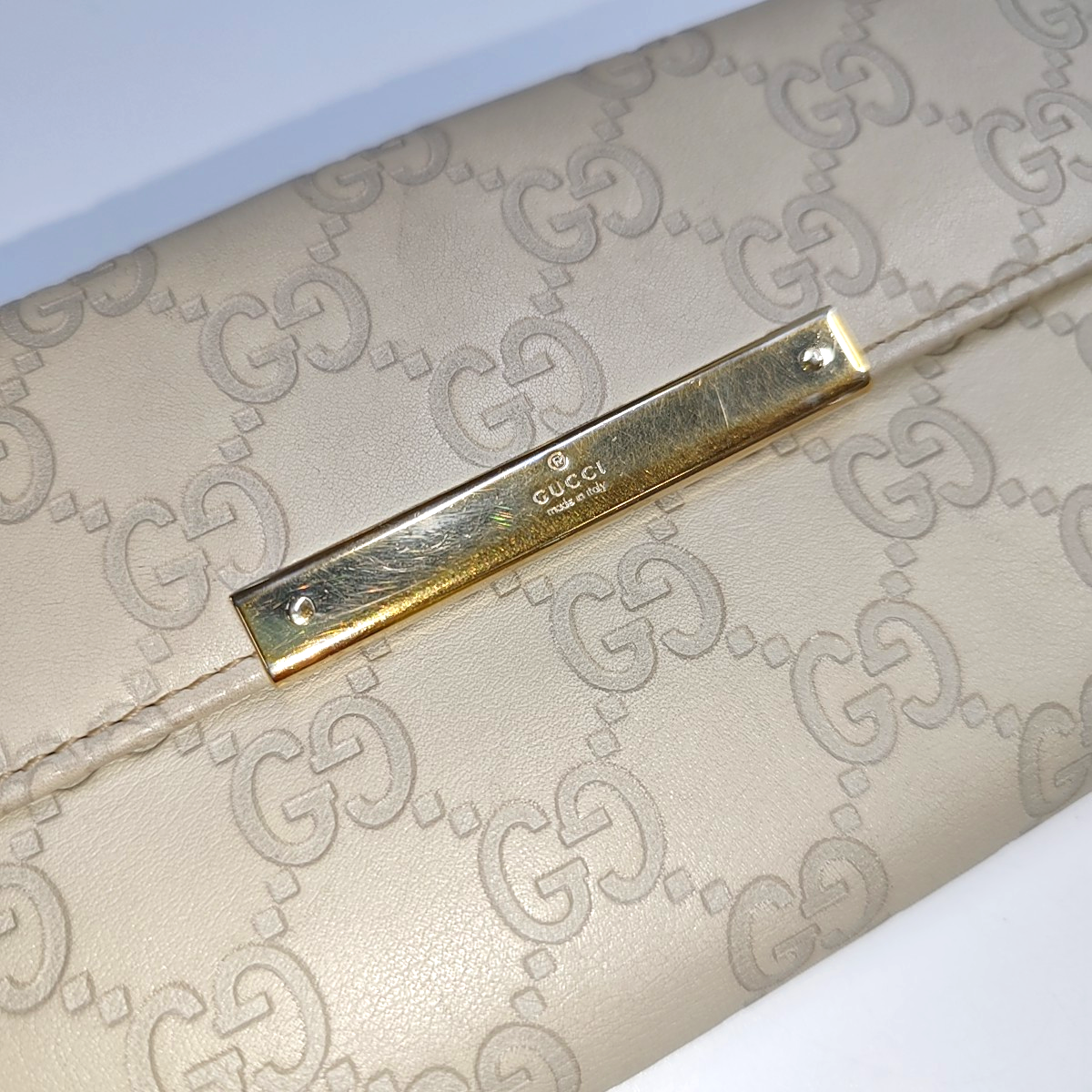 GUCCI Signature白色牛皮老花,压纹钱包-(SKU)-939007138