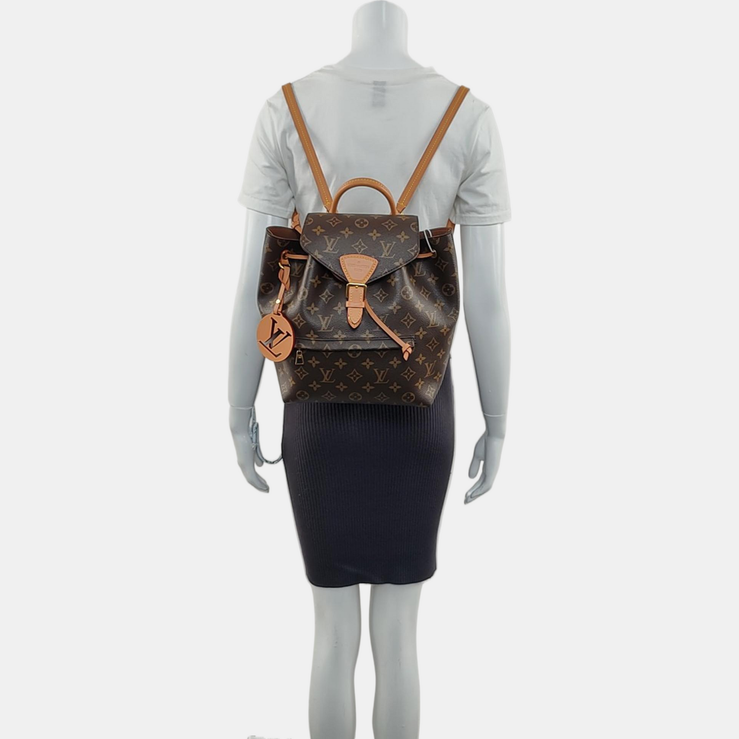 LOUIS VUITTON MONTSOURIS Brown Coated Canvas Monogram Backpack Handbag Gold Hardware-(SKU)-967932966