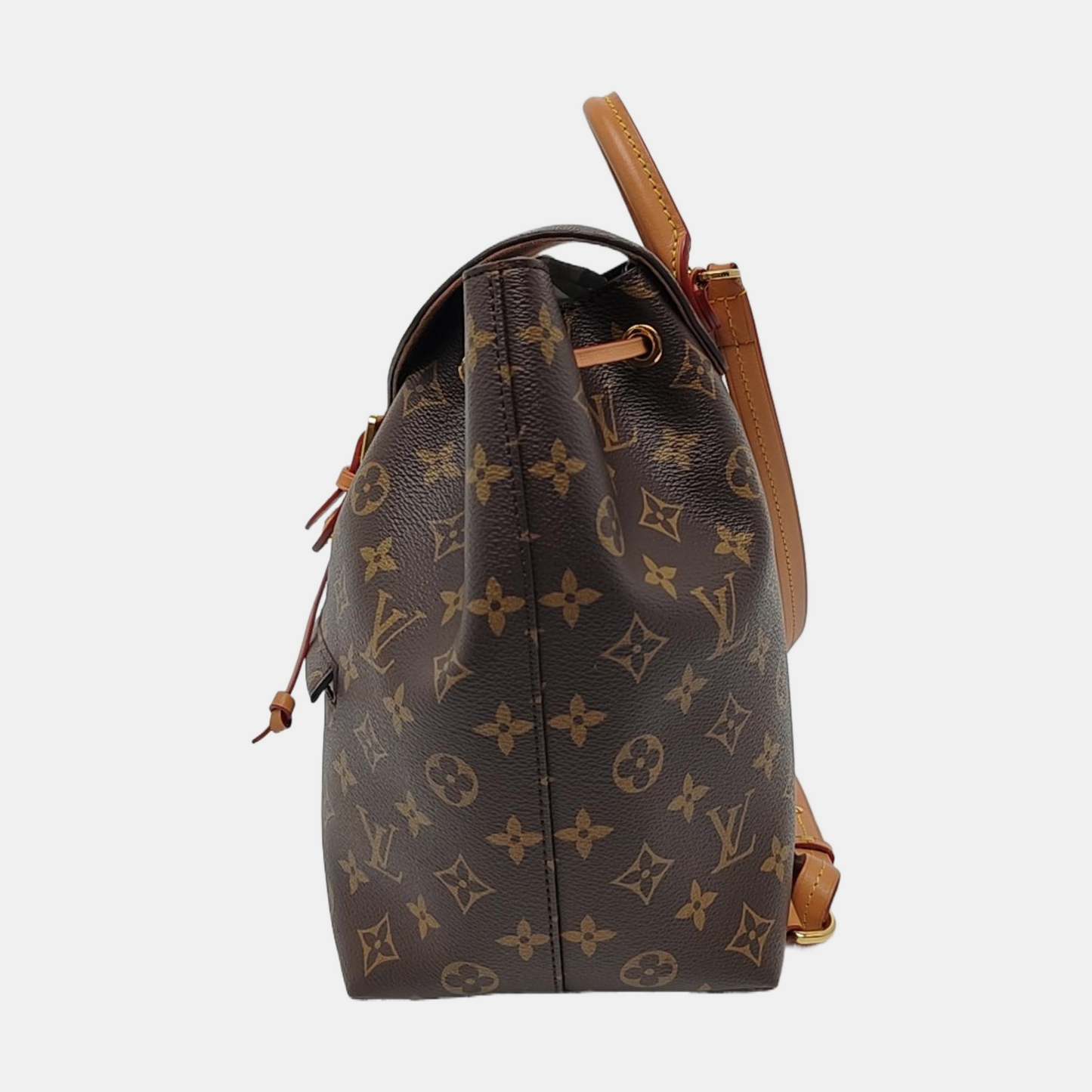 LOUIS VUITTON MONTSOURIS Brown Coated Canvas Monogram Backpack Handbag Gold Hardware-(SKU)-967932966