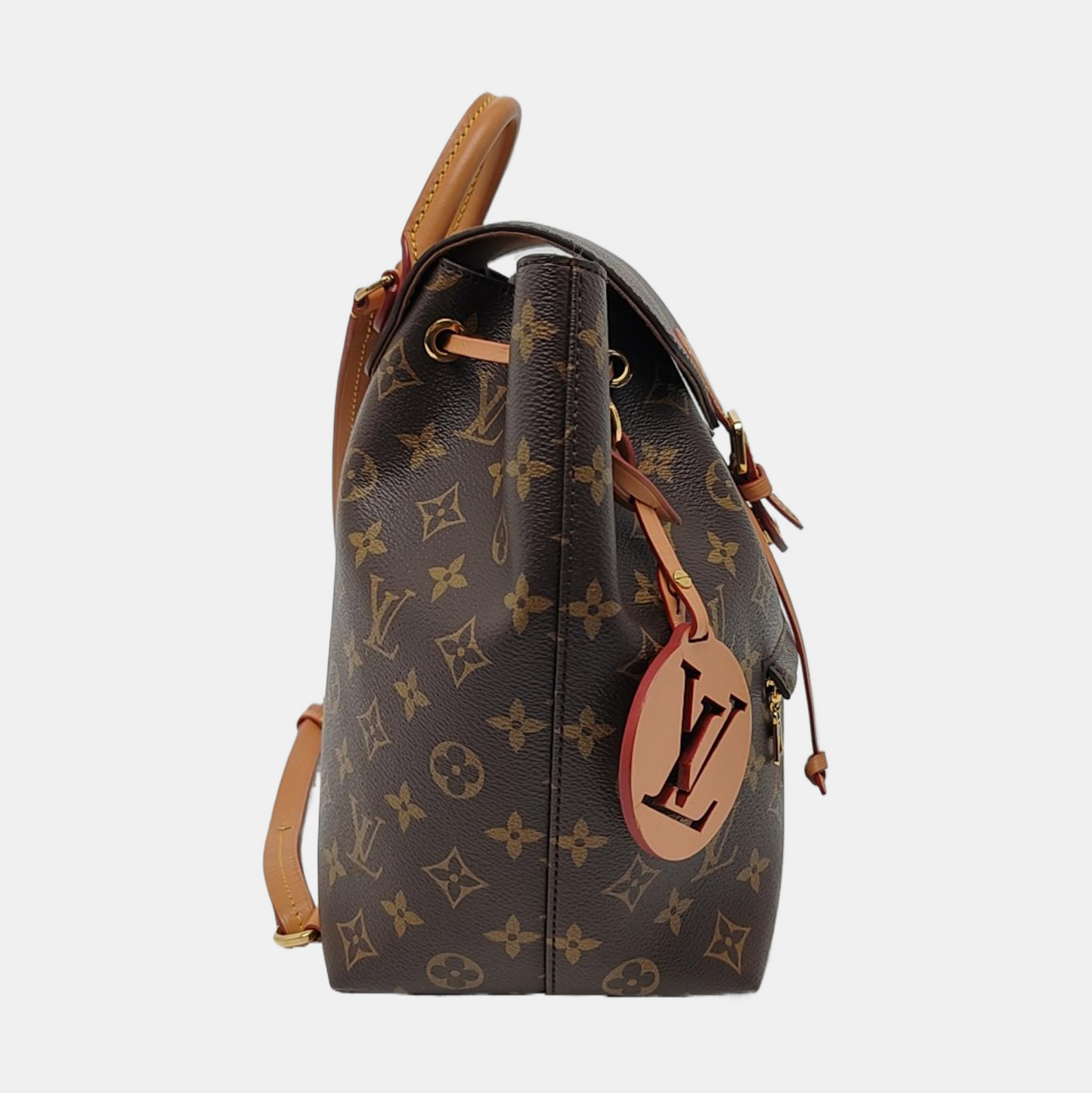 LOUIS VUITTON MONTSOURIS Brown Coated Canvas Monogram Backpack Handbag Gold Hardware-(SKU)-967932966