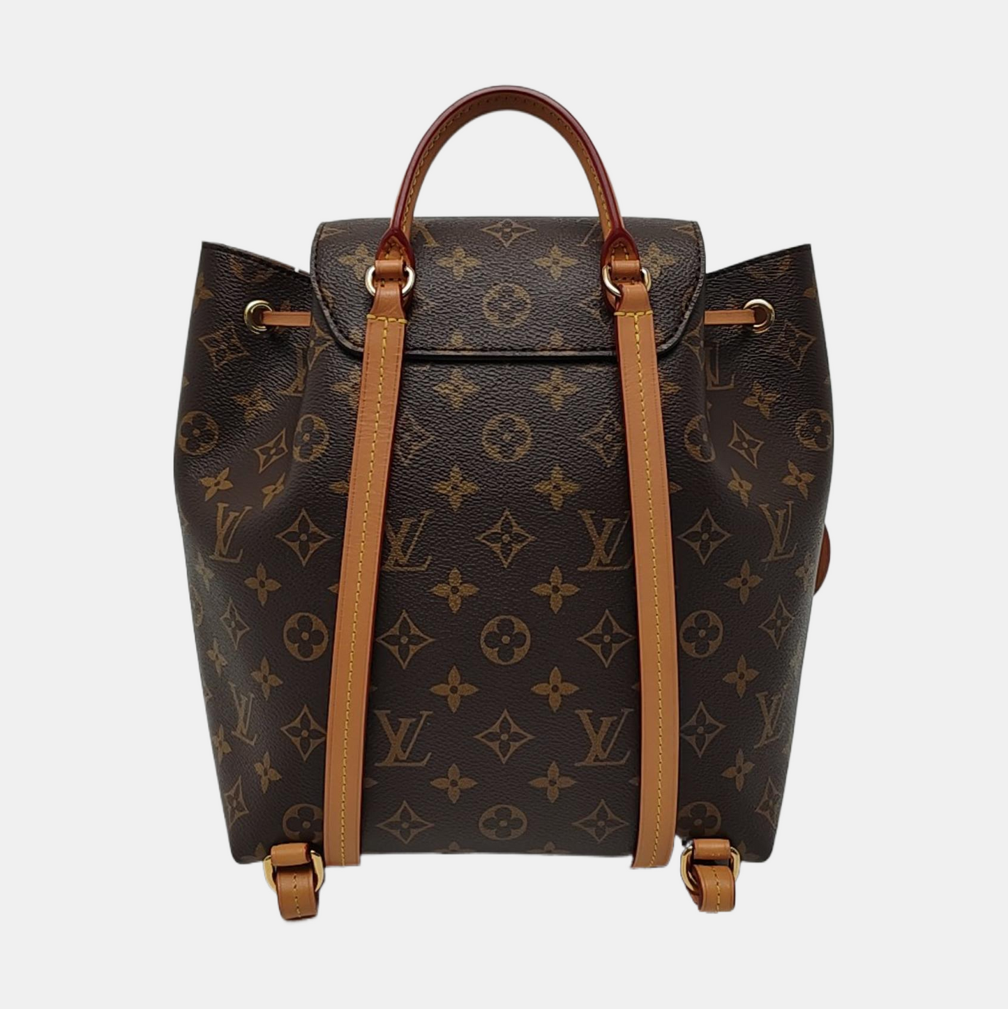 LOUIS VUITTON MONTSOURIS Brown Coated Canvas Monogram Backpack Handbag Gold Hardware-(SKU)-967932966