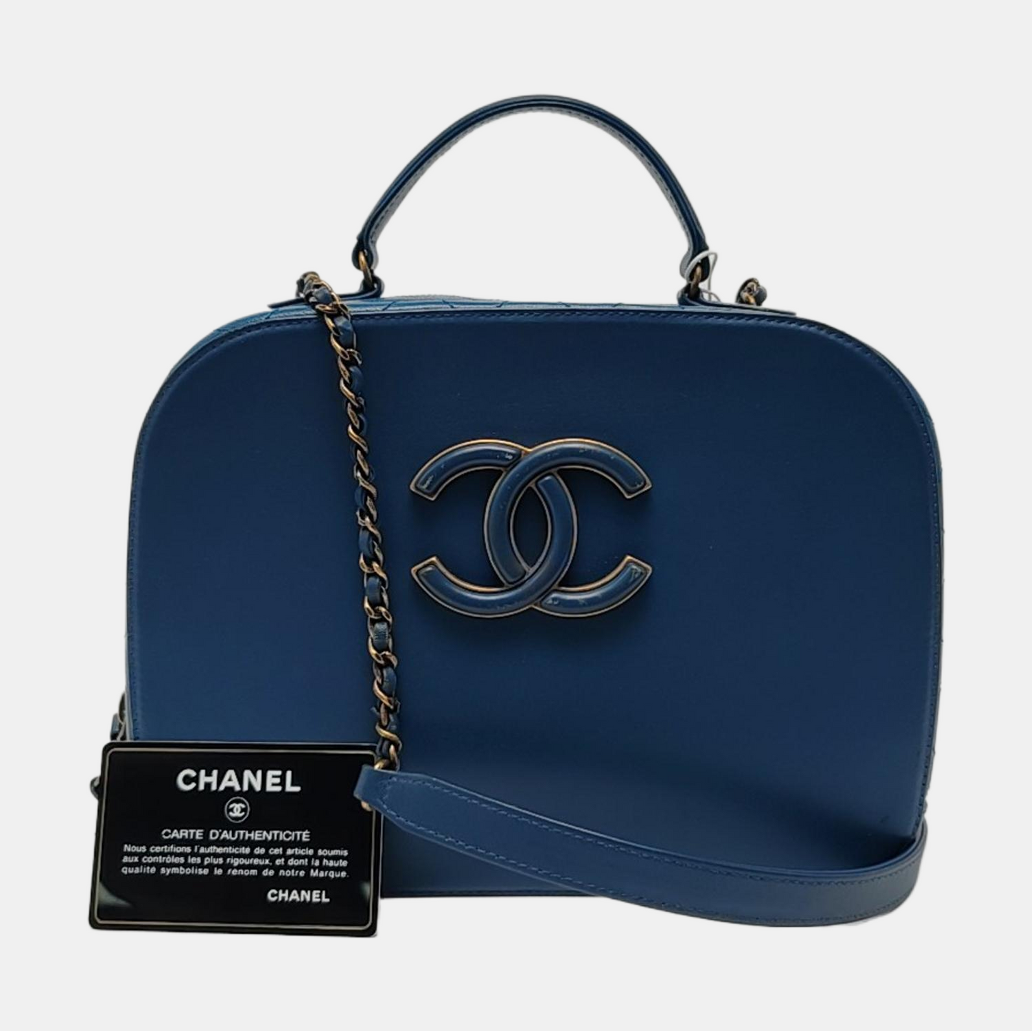 CHANEL COCO CURVE Blue Calfskin Quilted Matelassé Shoulder Bag Handbag Crossbody Bag Golden Hardware 23 Clasp-(SKU)-968038724