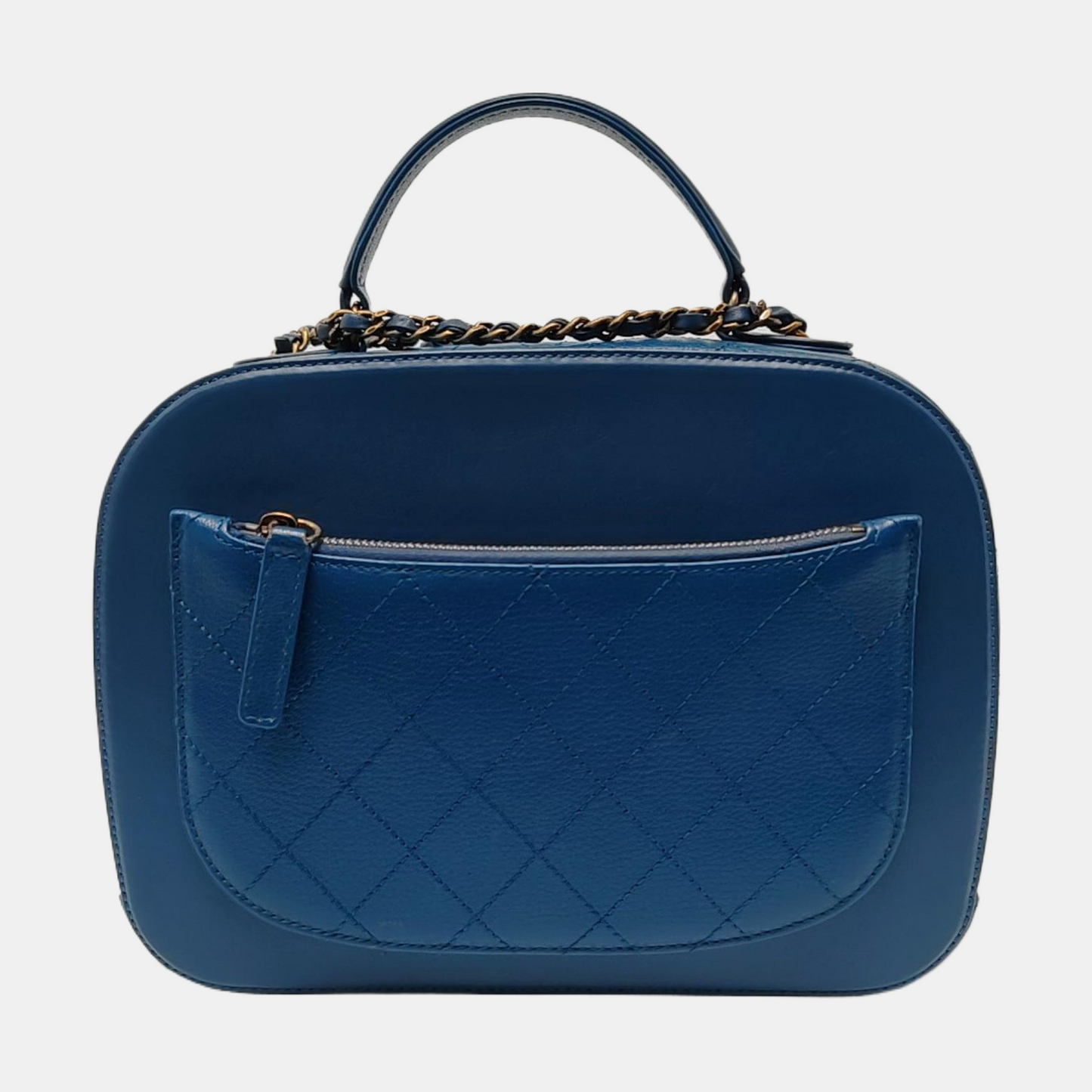 CHANEL COCO CURVE Blue Calfskin Quilted Matelassé Shoulder Bag Handbag Crossbody Bag Golden Hardware 23 Clasp-(SKU)-968038724