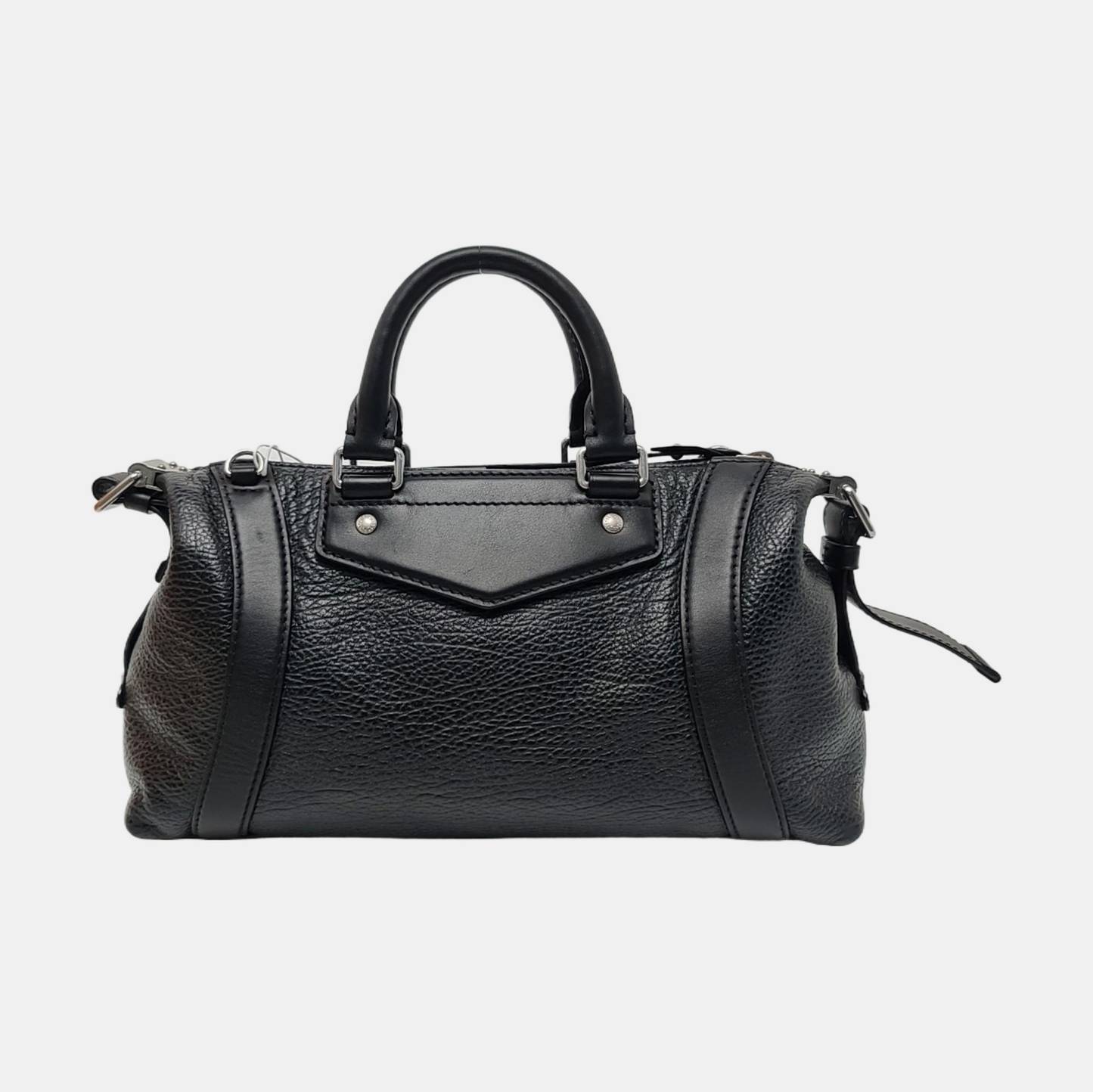 LOUIS VUITTON BIKER Small-sized Black Lamb Skin Crossbody Bag Handbag Shoulder Bag Silver Hardware Removable Shoulder Strap-(SKU)-967994639