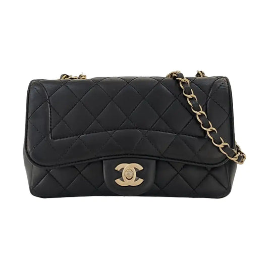 CHANEL CLASSIC SINGLE FLAP Black Lambskin Diamond Quilted Single Shoulder Bag with Gold Hardware 21 Compartments-(SKU)-968351810