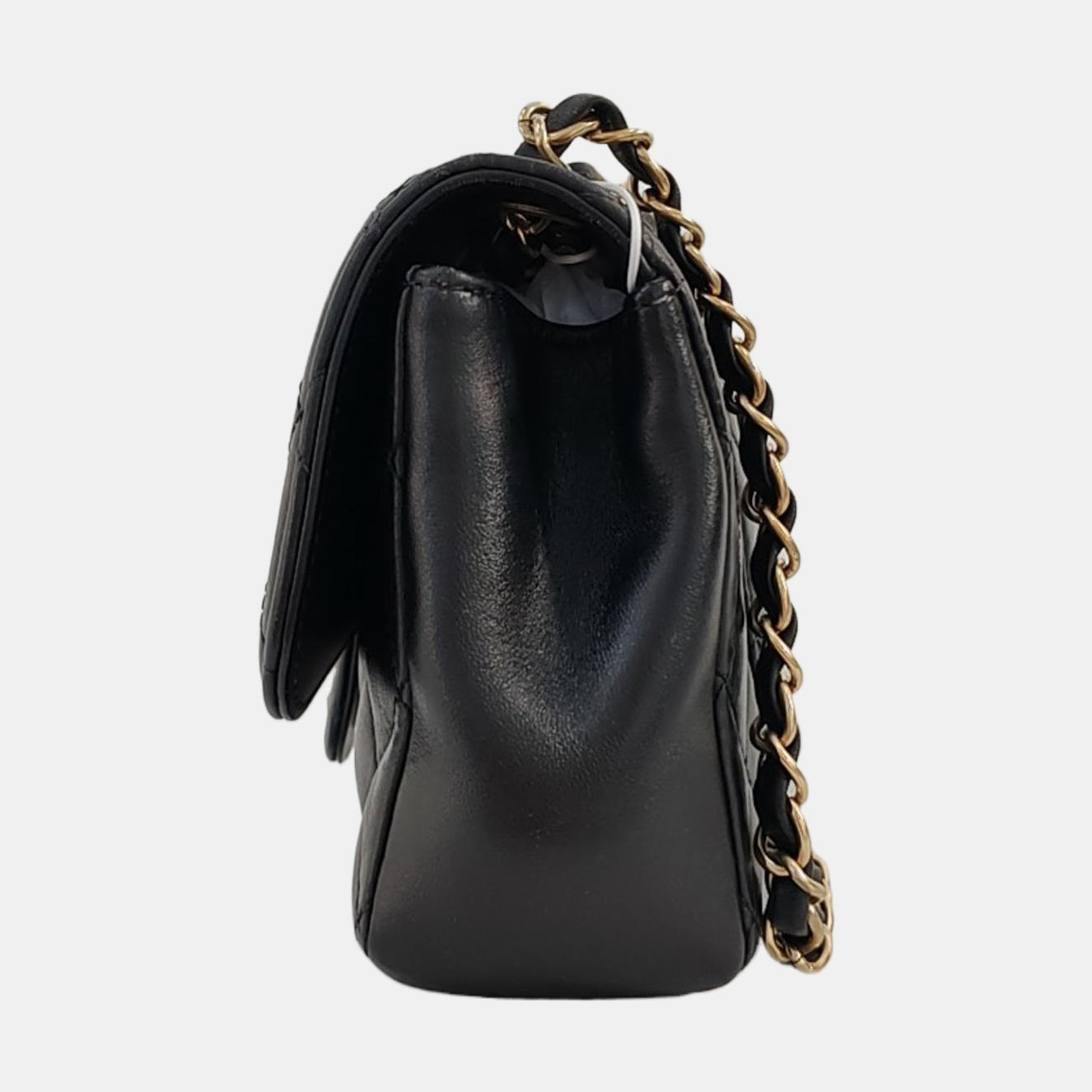 CHANEL CLASSIC SINGLE FLAP Black Lambskin Diamond Quilted Single Shoulder Bag with Gold Hardware 21 Compartments-(SKU)-968351810