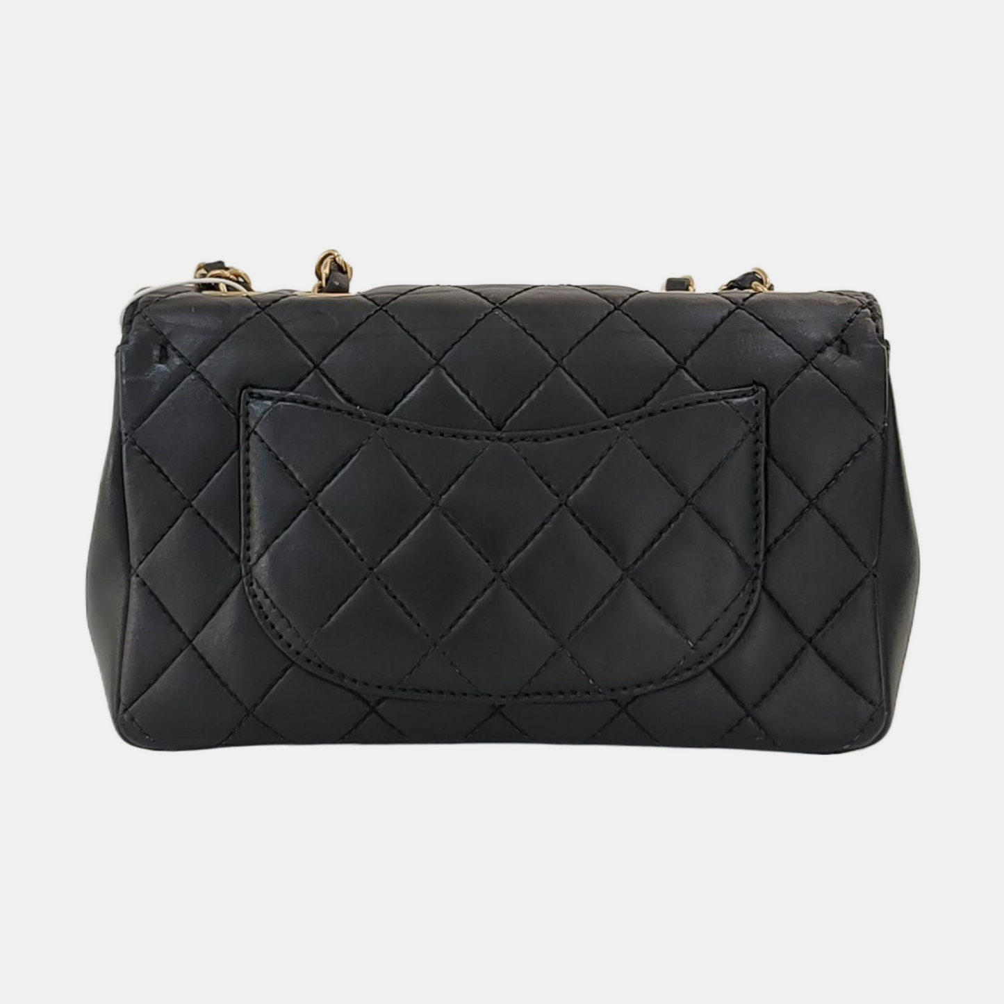 CHANEL CLASSIC SINGLE FLAP Black Lambskin Diamond Quilted Single Shoulder Bag with Gold Hardware 21 Compartments-(SKU)-968351810