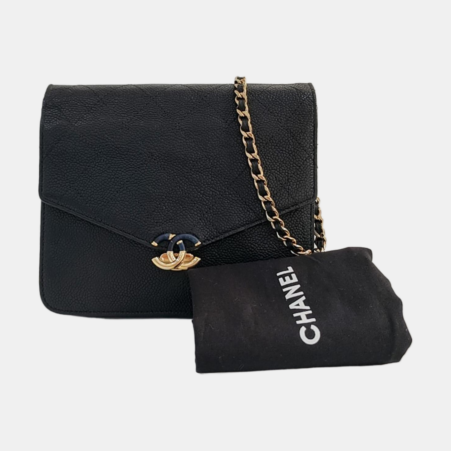 CHANEL THREAD AROUND Navy Blue Grained Calfskin Quilted Chevron Single Shoulder Bag Crossbody Bag Gold Blue Hardware 25 Clasp-(SKU)-968245973