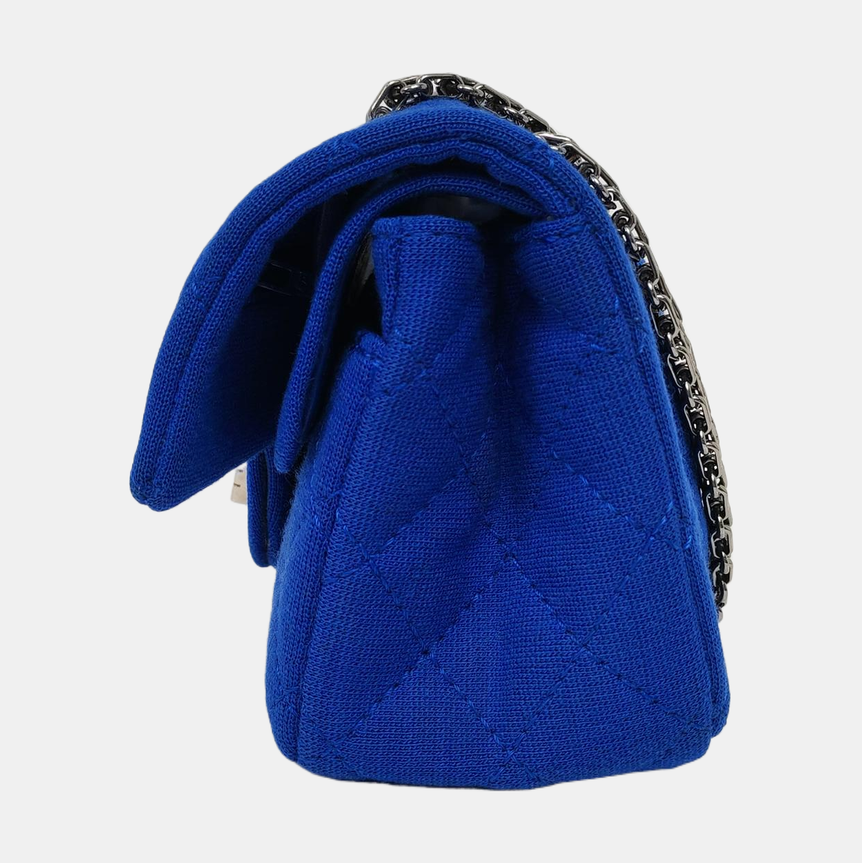 CHANEL 2.55 Blue Fabric Quilted Shoulder Bag and Crossbody with Detachable Strap, Silver Hardware, 17 Compartments-(SKU)-968553866