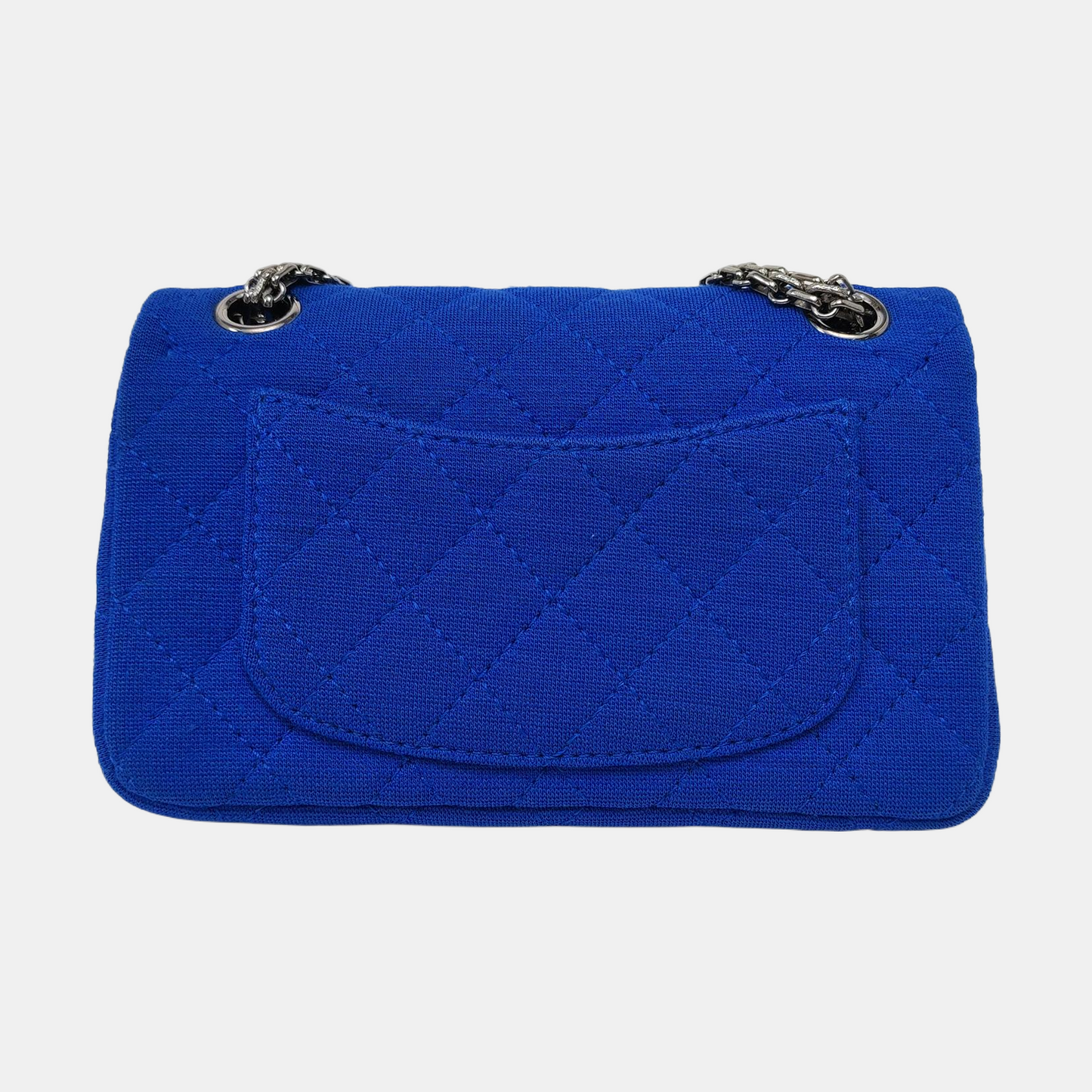 CHANEL 2.55 Blue Fabric Quilted Shoulder Bag and Crossbody with Detachable Strap, Silver Hardware, 17 Compartments-(SKU)-968553866