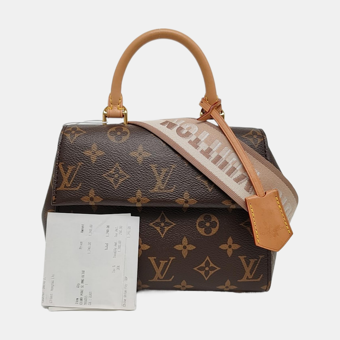 LOUIS VUITTON CLUNY Small Brown Monogram Canvas Shoulder Bag with Shoulder Strap, Gold Hardware, Detachable Strap-(SKU)-967532132