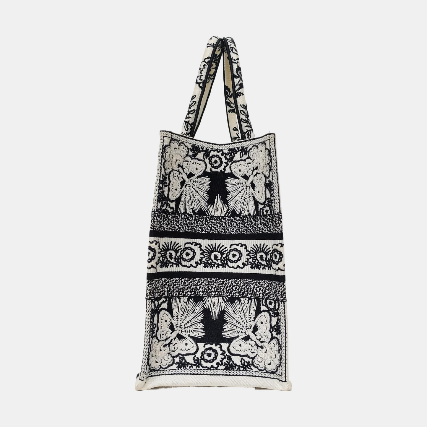 DIOR Book Tote Medium Black Fabric Jacquard Tote Bag-(SKU)-968261752