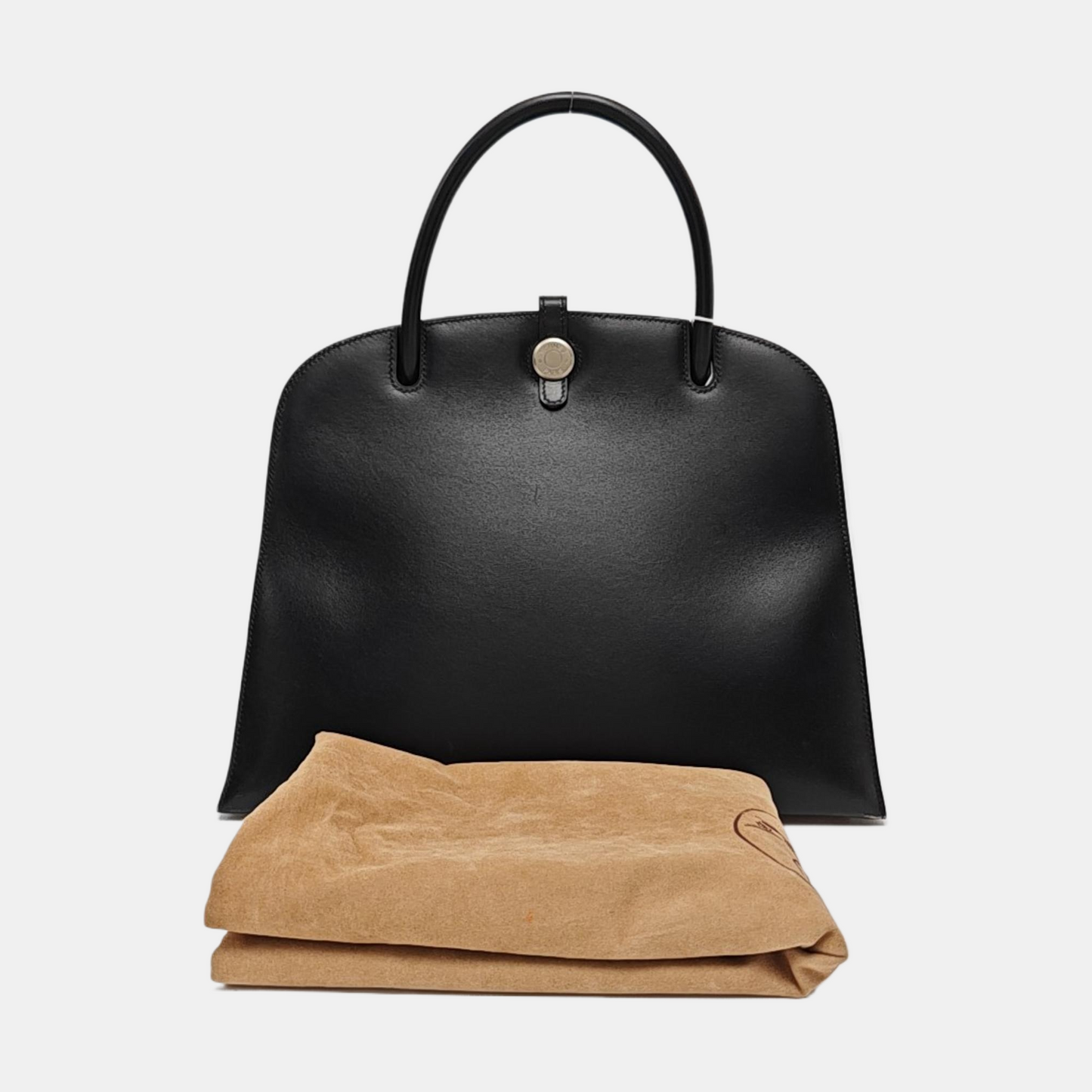 HERMÈS Dalvy, black BOX leather handbag, silver hardware, vintage model-(SKU)-968352892