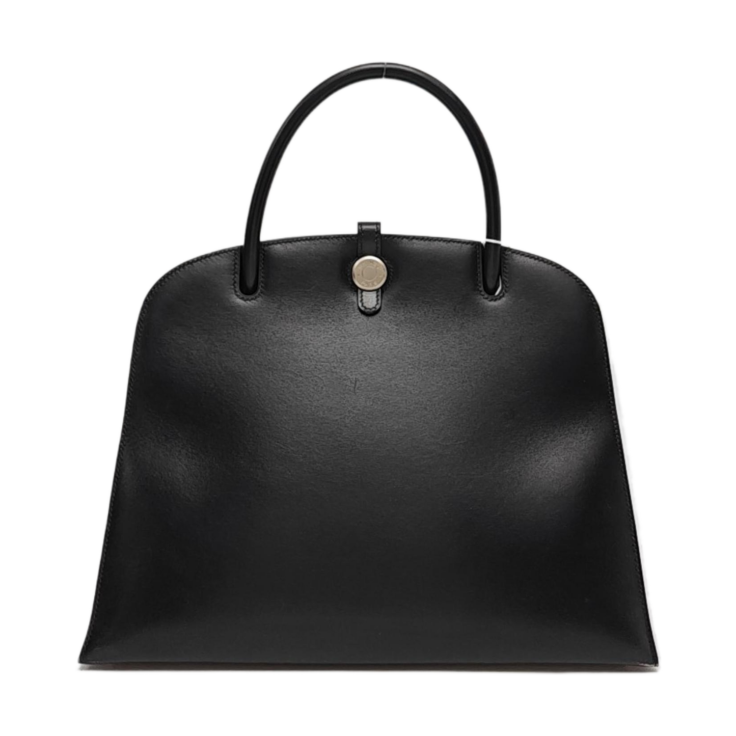 HERMÈS Dalvy, black BOX leather handbag, silver hardware, vintage model-(SKU)-968352892
